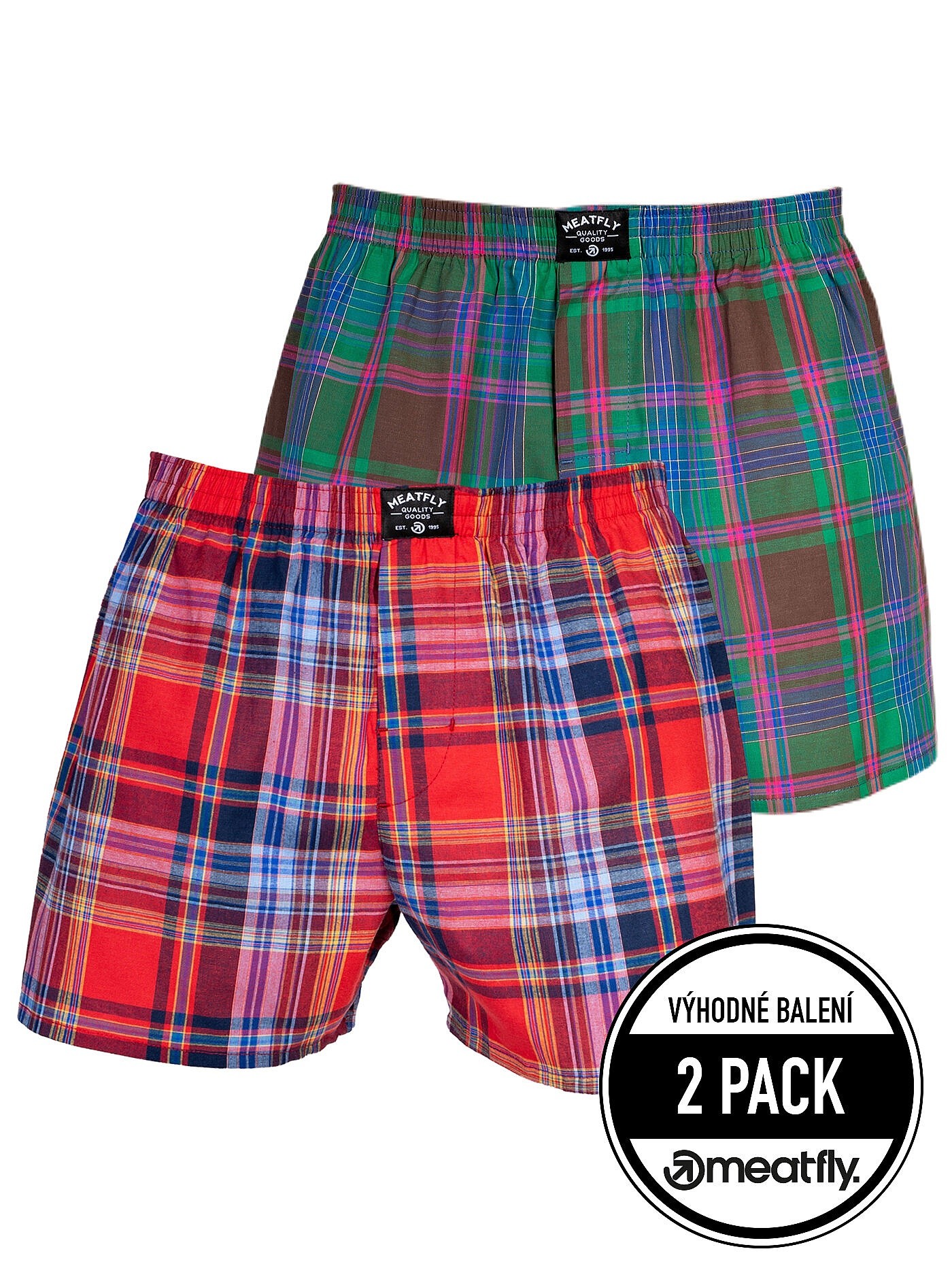 Boxershorts Meatfly Doug 2 Pack - Pink/Green - men´s