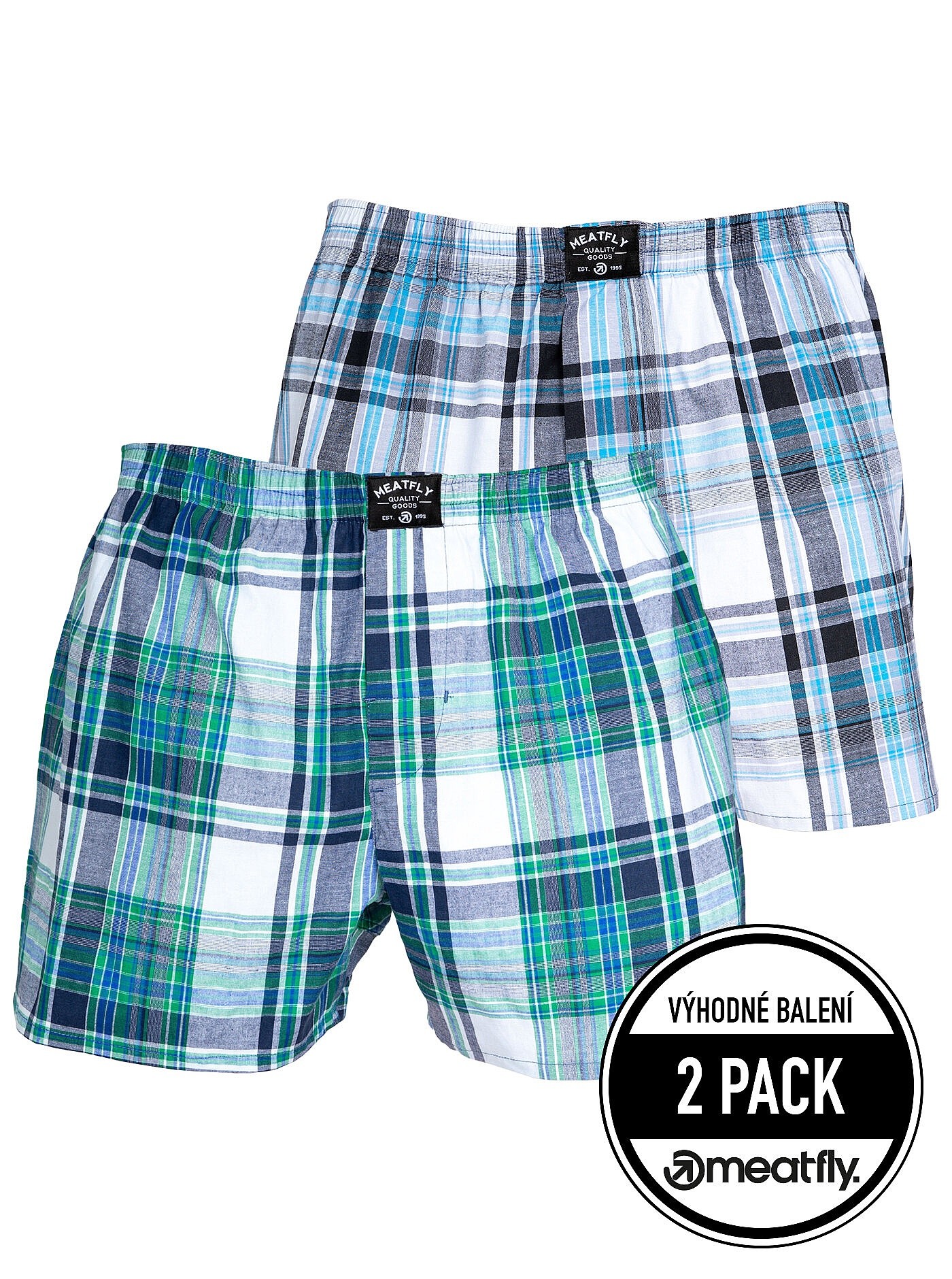 Boxershorts Meatfly Doug 2 Pack - Green/Black - men´s