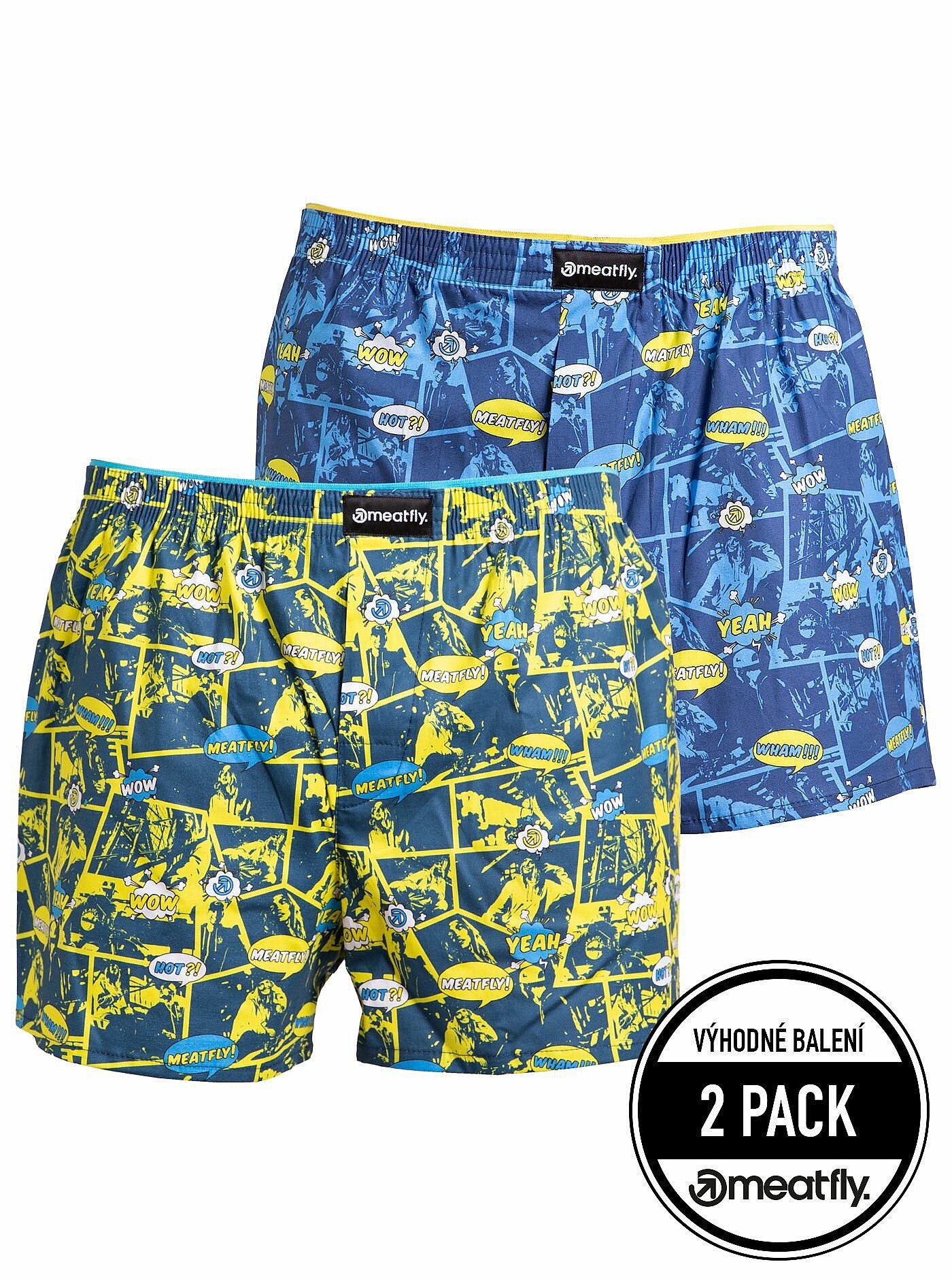 short Meatfly Agostino 2 Pack - Yellow/Blue Comics - men´s
