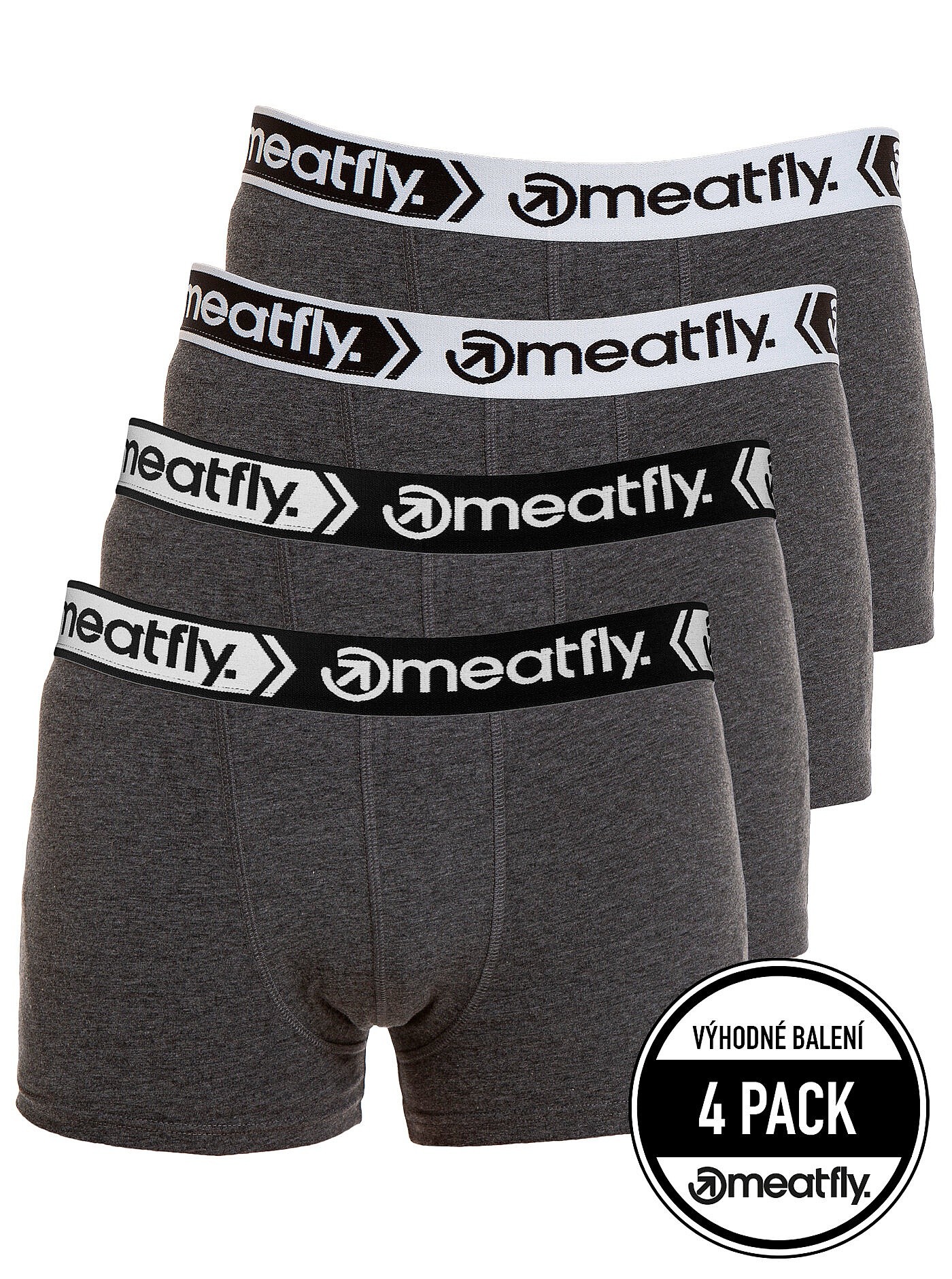 trenky Meatfly Balboa 4 Pack - Grey Heather