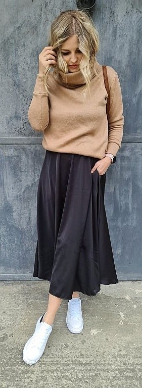 юбка M.ASCH-Be original Satin Silky Midi - Black - women´s