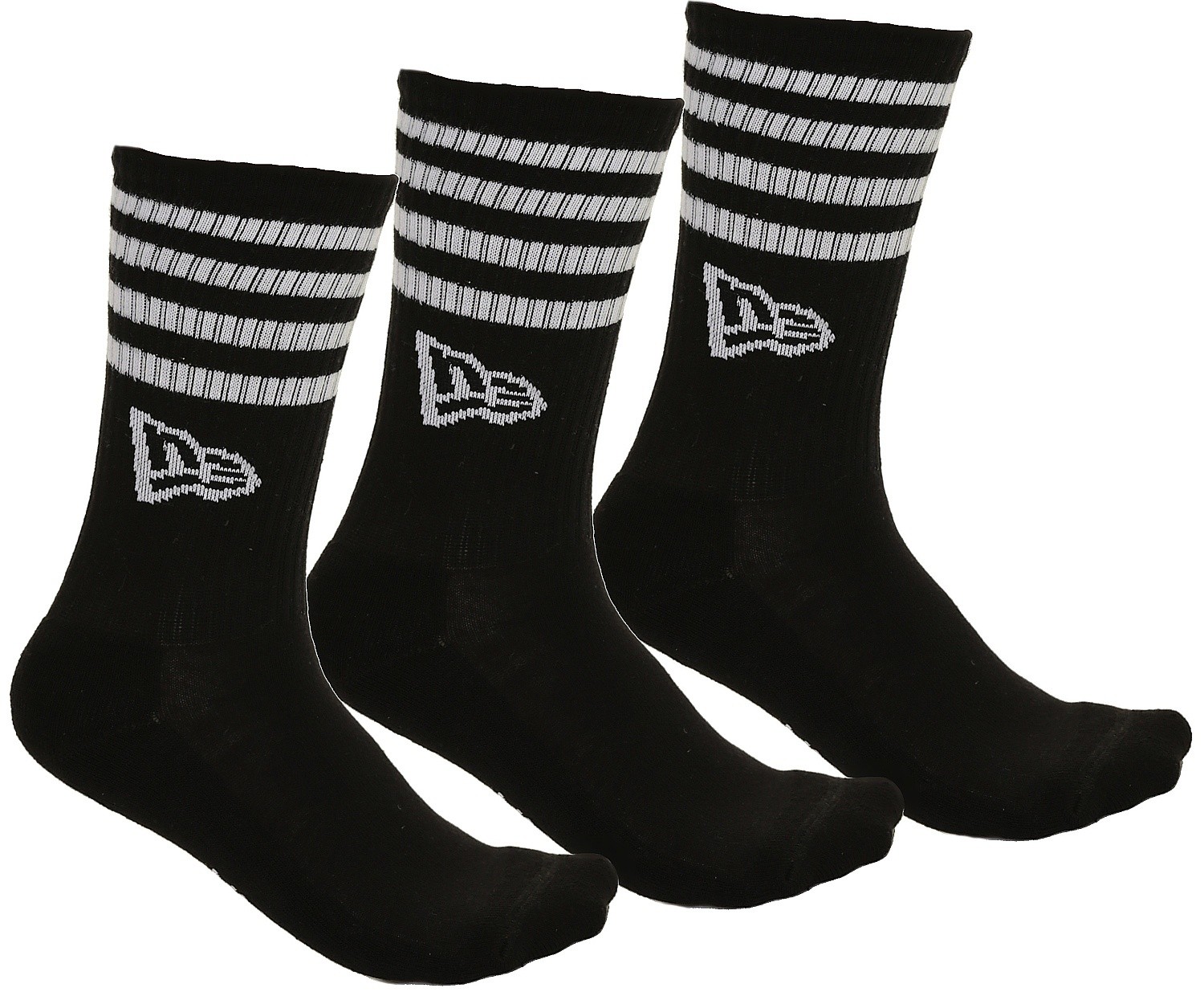 chaussettes New Era Stripe Crew 3 Pack - Black