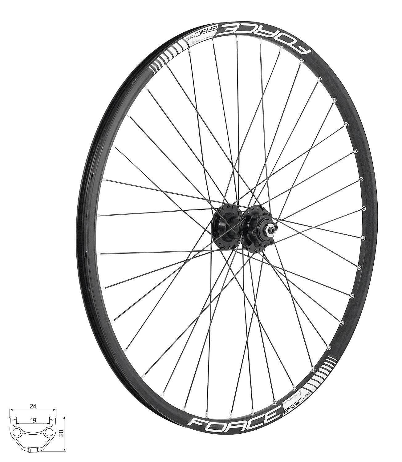 ruota assemblata FORCE Basic Disc 27.5" 584x19 F804332-6d 32d - Black