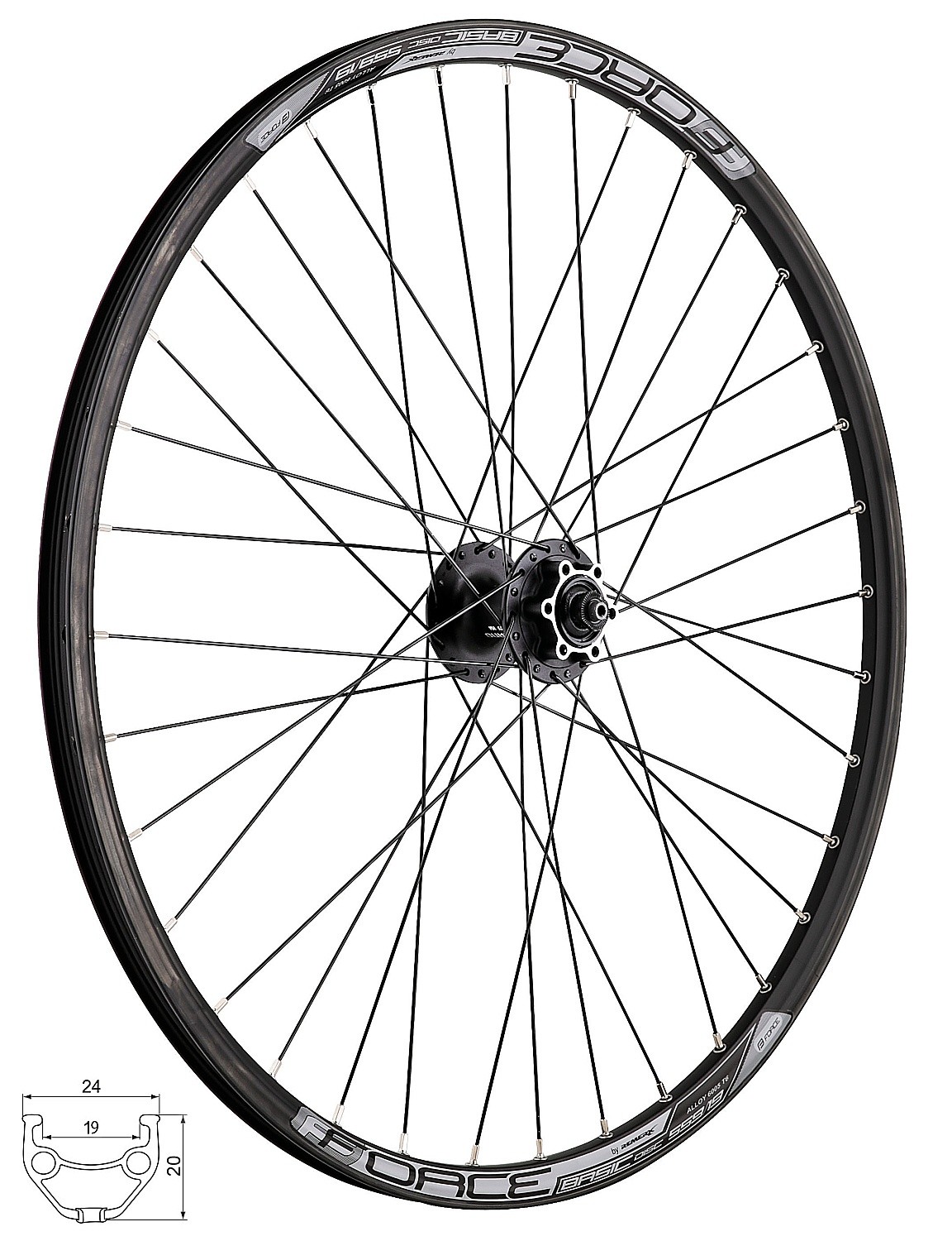 szprychowe koło FORCE Basic Disc 26" 559x19 HBM475 6d 36d - Black