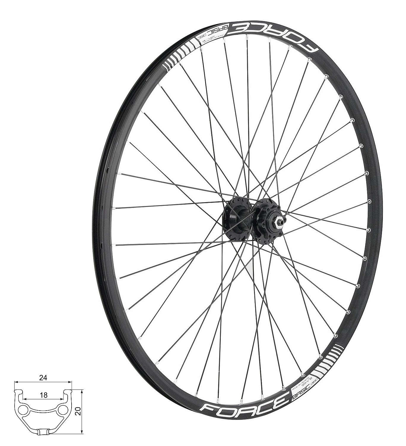 ruota assemblata FORCE Basic Disc 27.5" 584x19 F804342-6d 32d - Black
