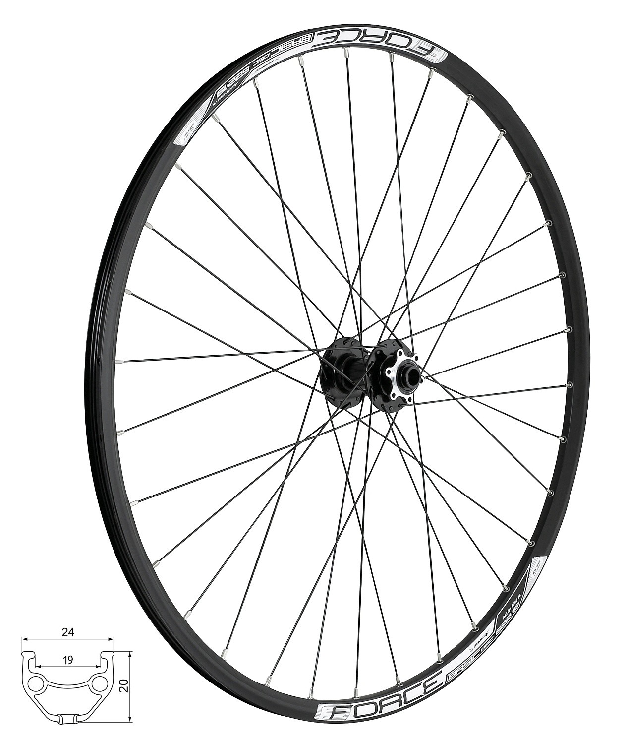 vypletené koleso FORCE Basic Disc 29" 622x19 F804505-6d/15 32d - Black