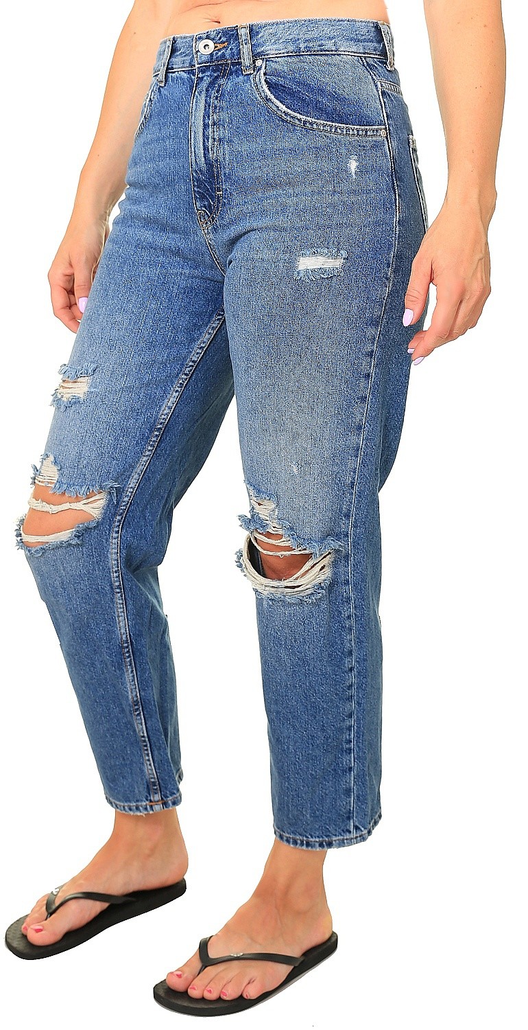 jeans ONLY Robyn EX High Waisted Straight Life AK Dest DOT907 - Light Medium Blue Denim