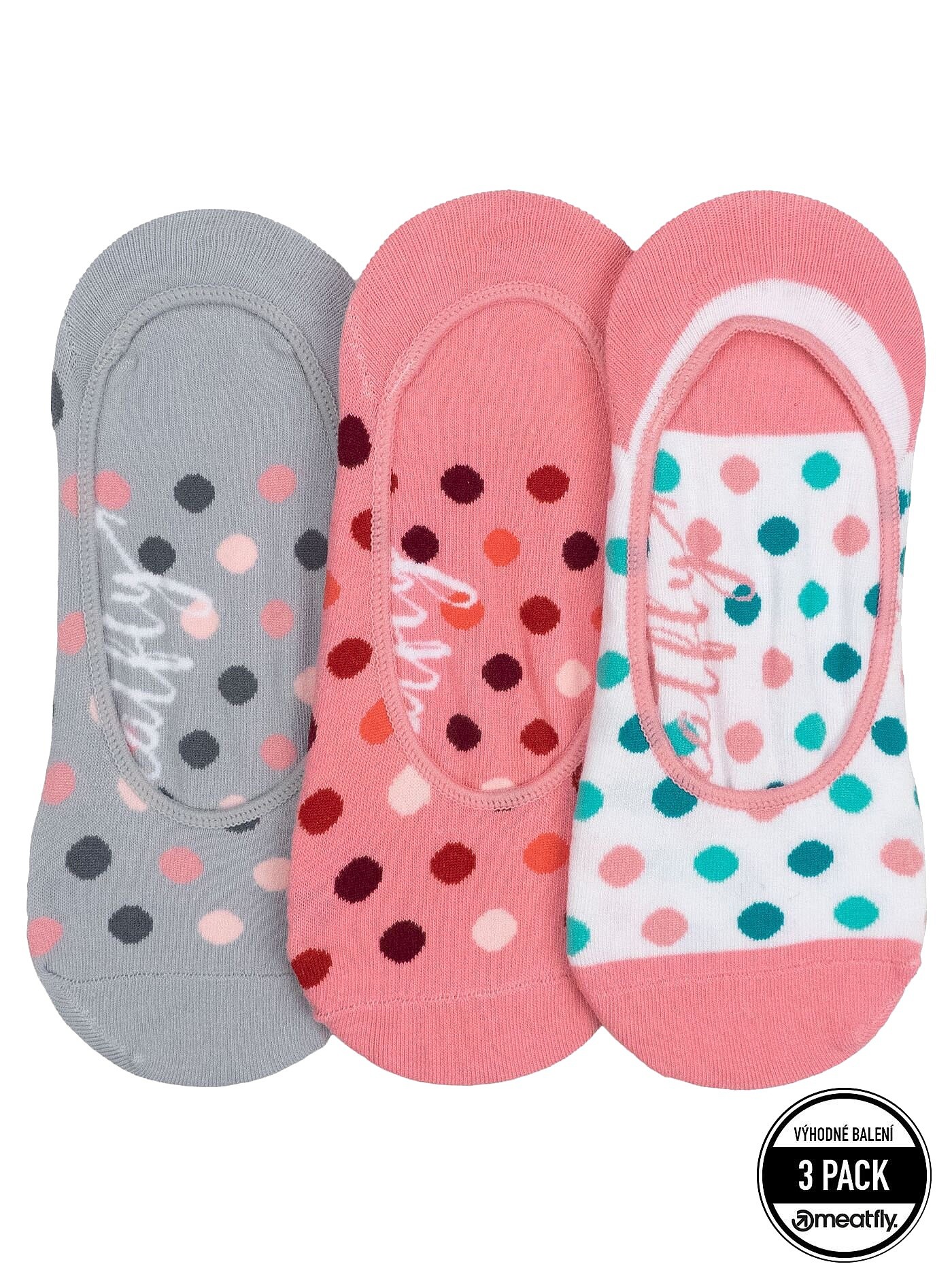 Socken Meatfly Low 3 Pack - White/Pink - women´s