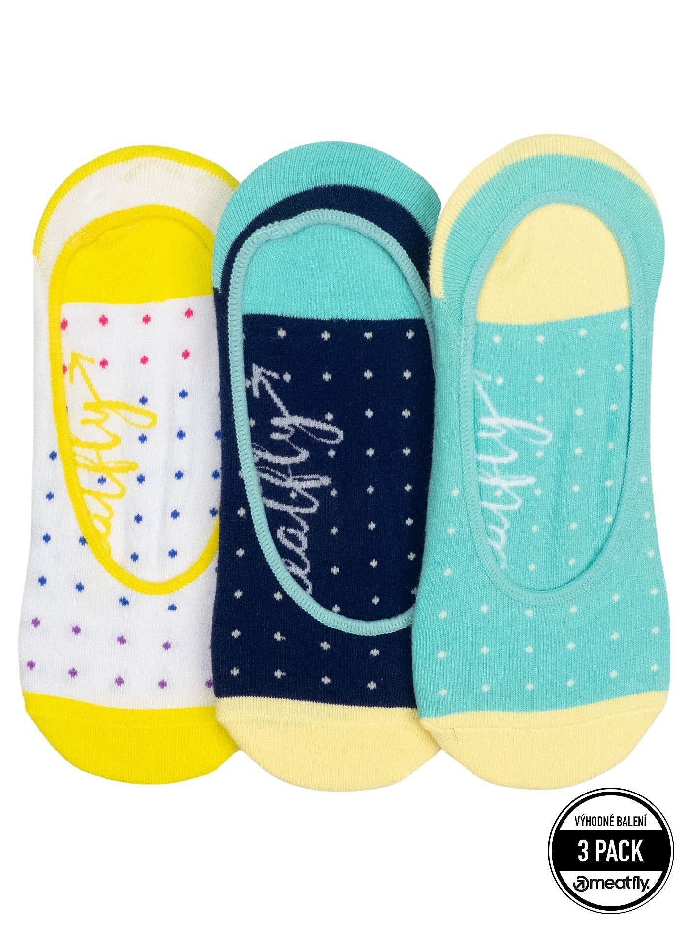 chaussettes Meatfly Low 3 Pack - Yellow Dots - women´s