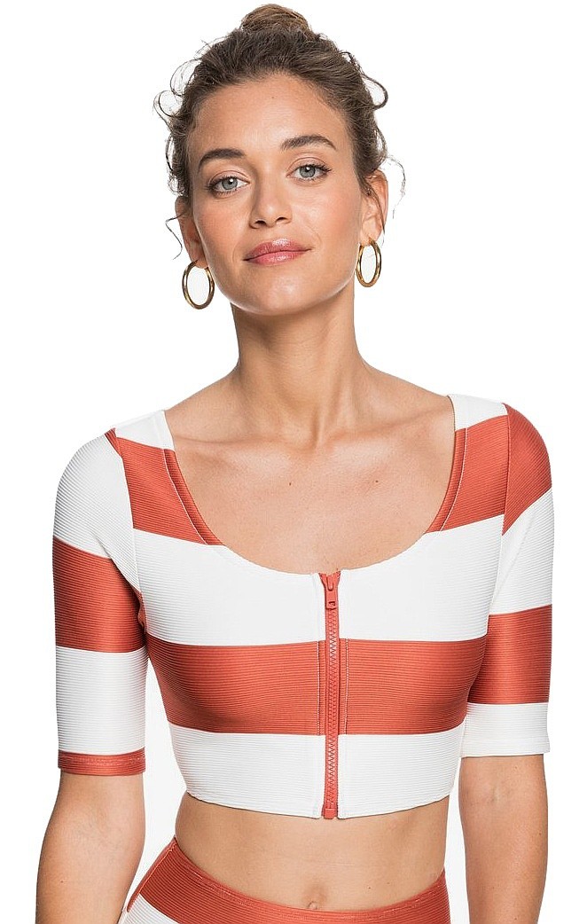 maillot de bain Roxy Sisters Crop Top Lycra - MNW3/Hot Sauce Big Bold Stripes S - women´s
