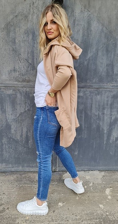 sweat-shirt M.ASCH-Be original Cardigan Oversize - Light Brown - women´s