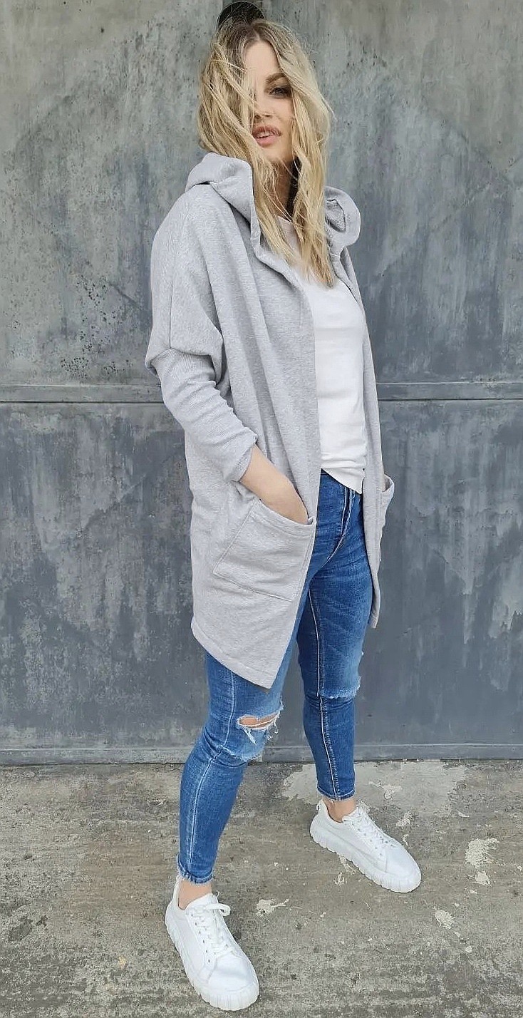 sweat-shirt M.ASCH-Be original Cardigan Oversize - Grey - women´s