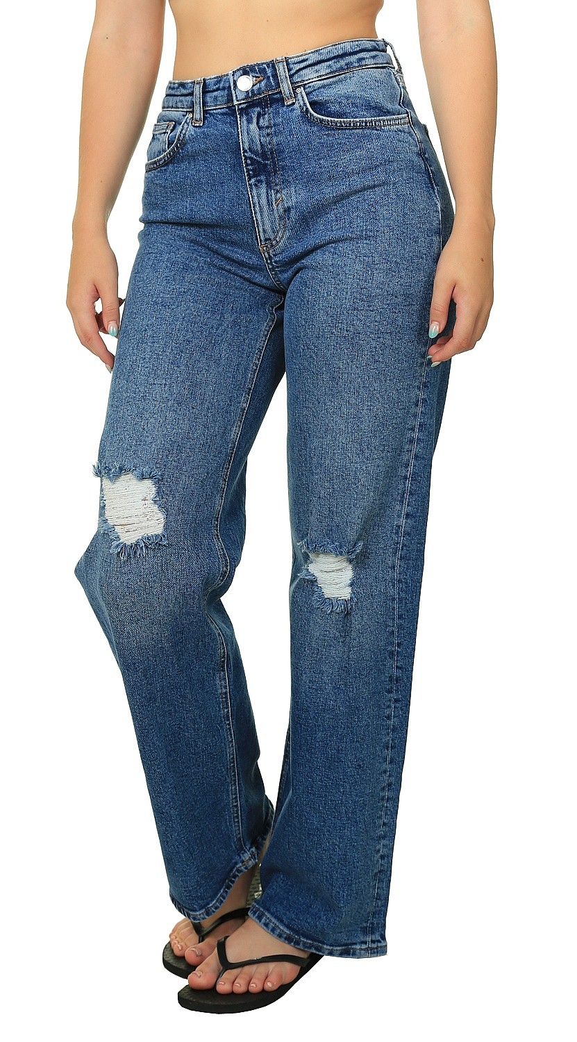 dżinsy ONLY Juicy High Waisted Wide - Dark Medium Blue Denim