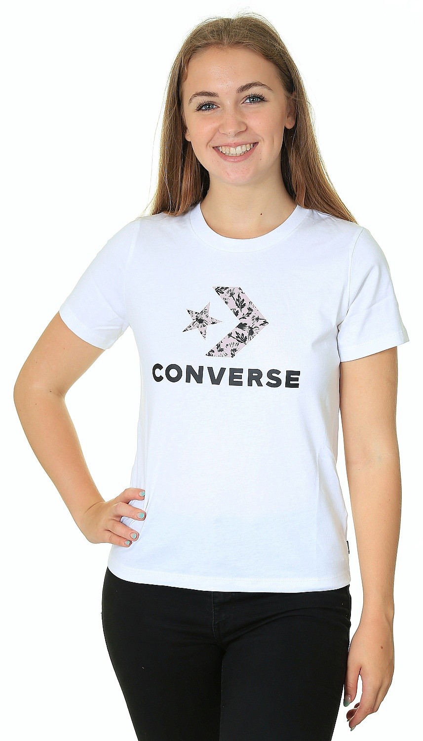T-shirt Converse Floral Star Chevron Graphic/10022558 - A03/White - women´s