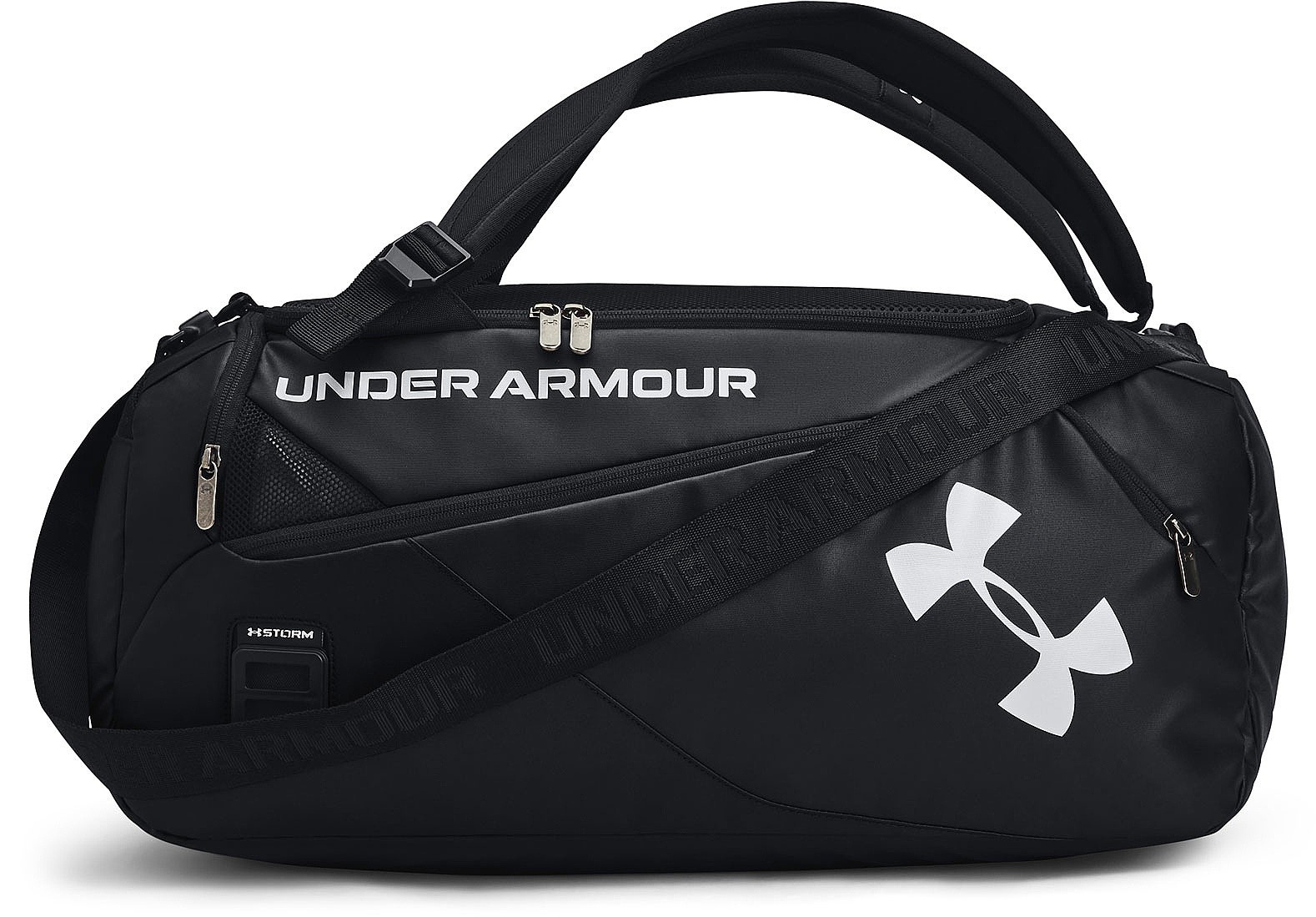 sac bandoulière  Under Armour Contain Duo SM Duffle - 001/Black/Metallic Silver