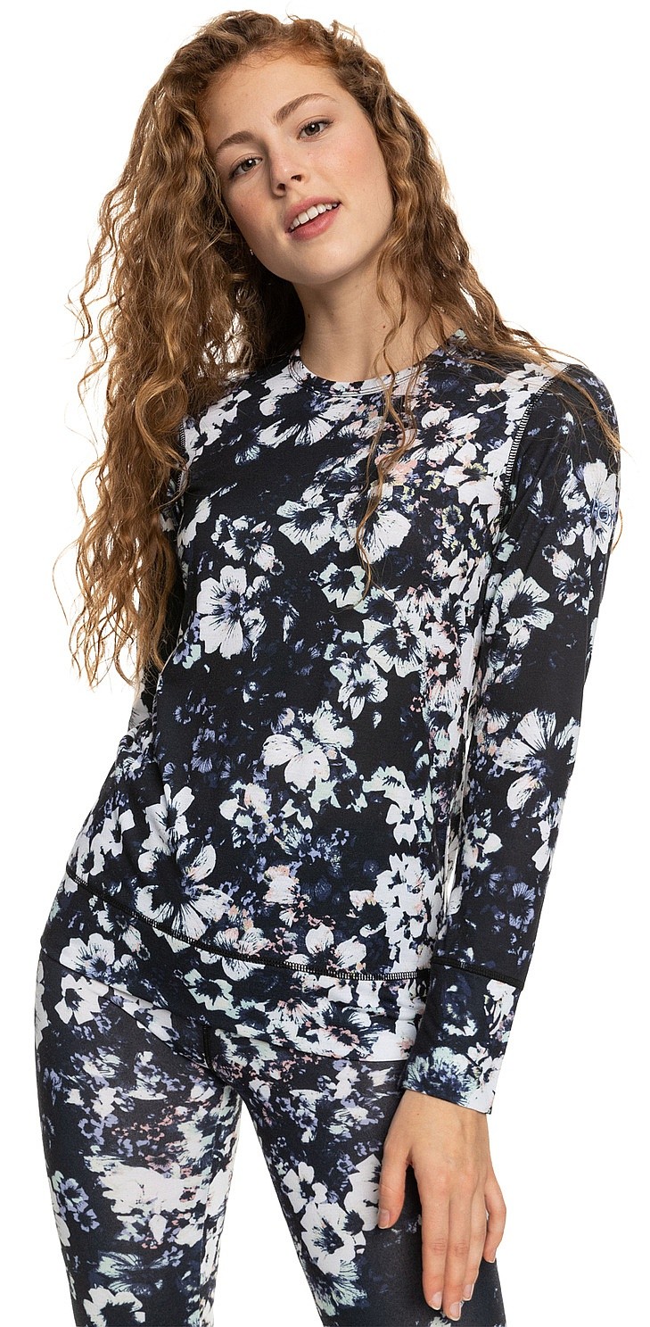 T-shirt Roxy Daybreak Top LS - KVJ1/True Black Black Flowers
