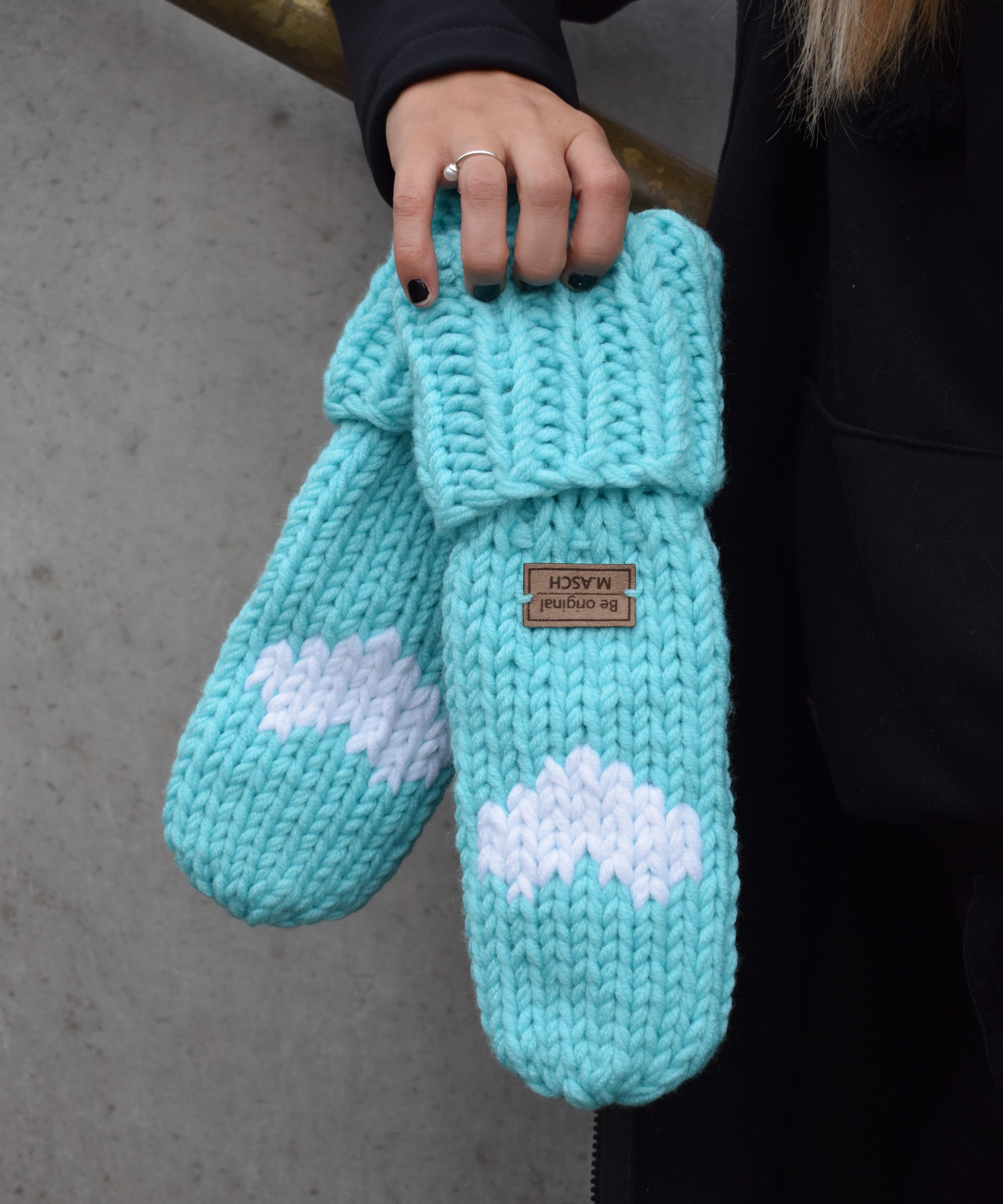 перчатки M.ASCH-Be original Knitted Mitt - Turquoise - women´s