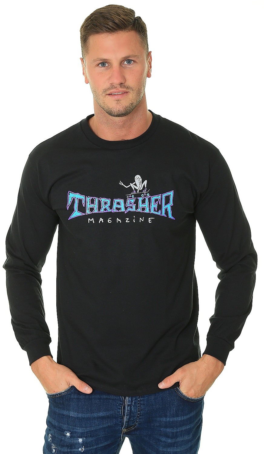 camisa Thrasher Gonz Thumbs Up LS - Black - men´s