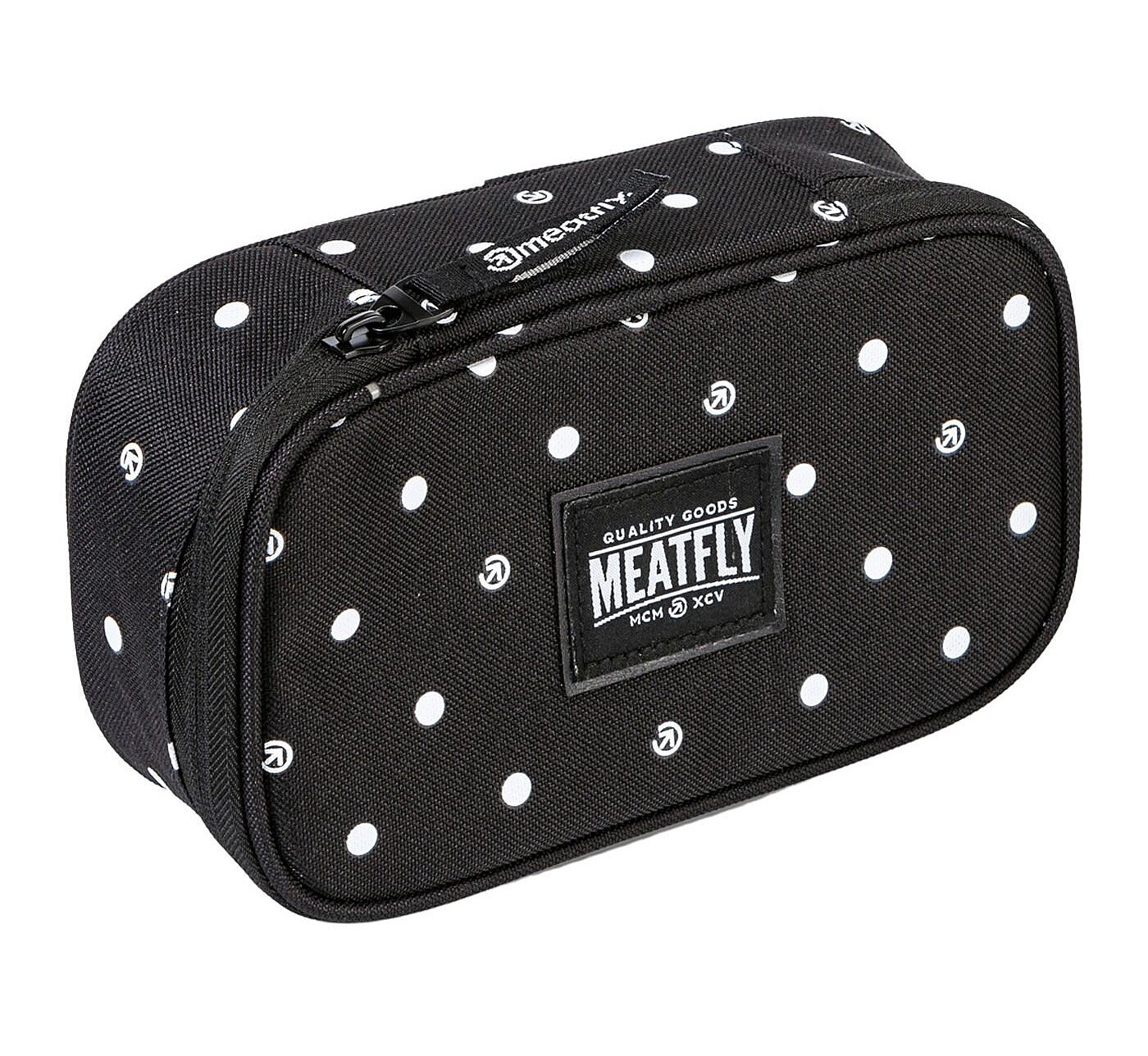 perečník Meatfly XL Pencil Case - Black Dots