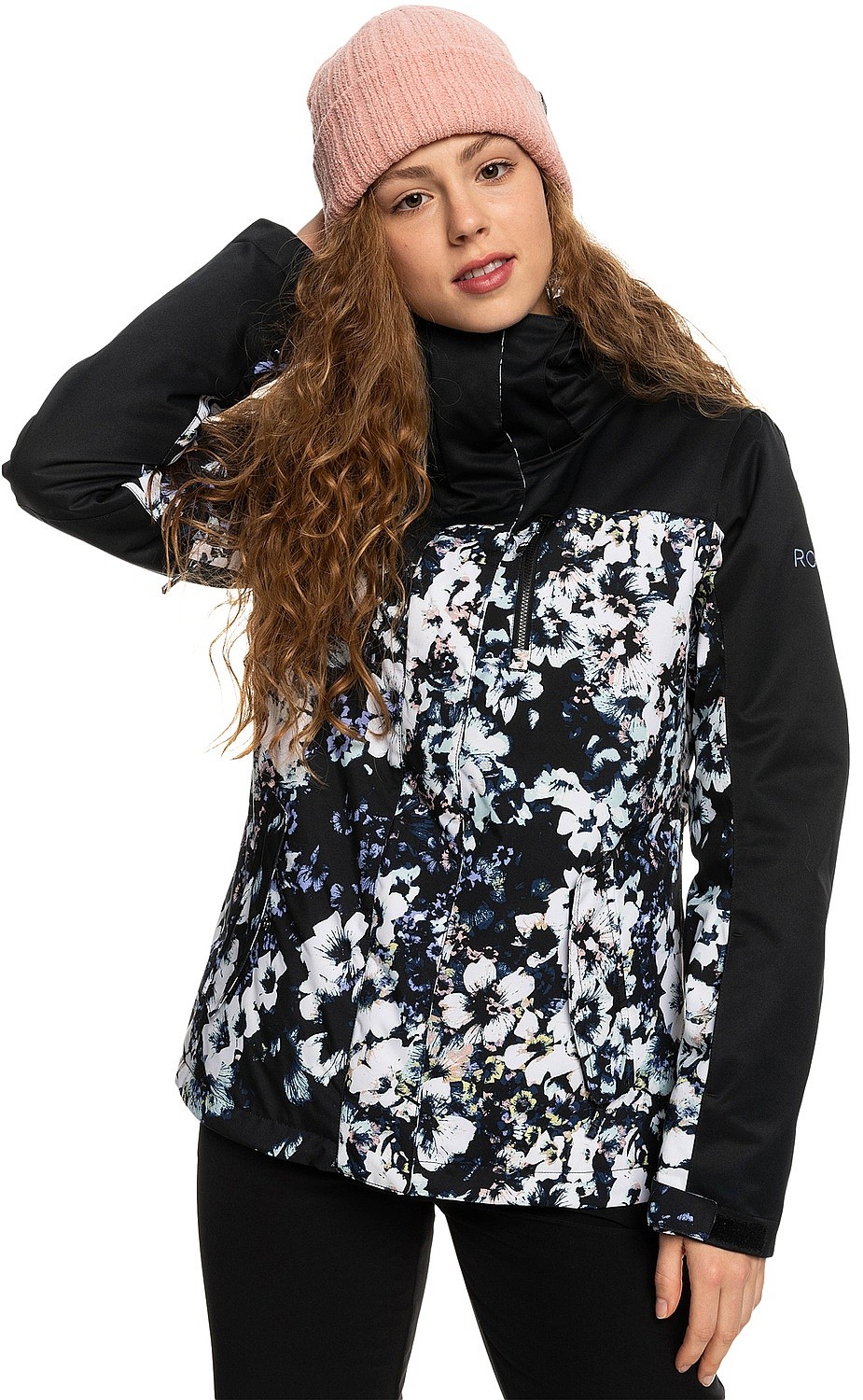 kurtka Roxy Jetty Block - KVJ1/True Black Black Flowers