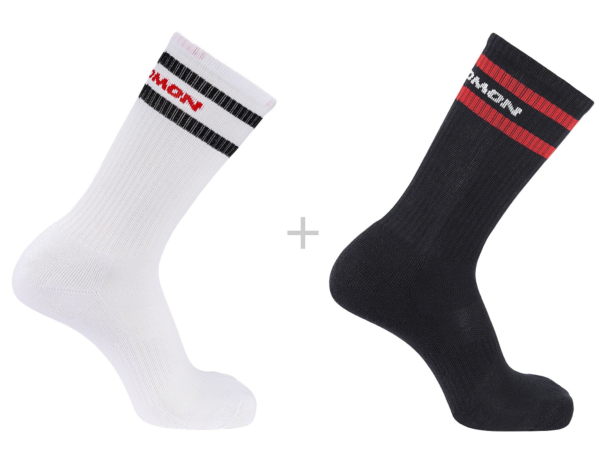 chaussettes Salomon 365 Crew 2 Pack - White/Deep Black
