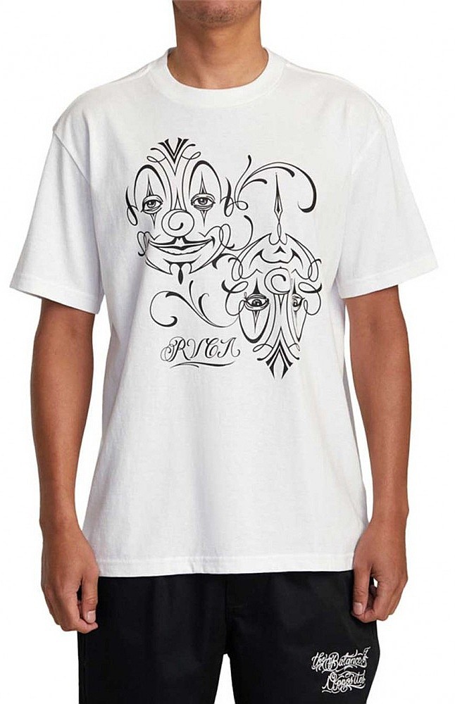 рубашка RVCA Mister Cartoon Balance Clowns - White - men´s