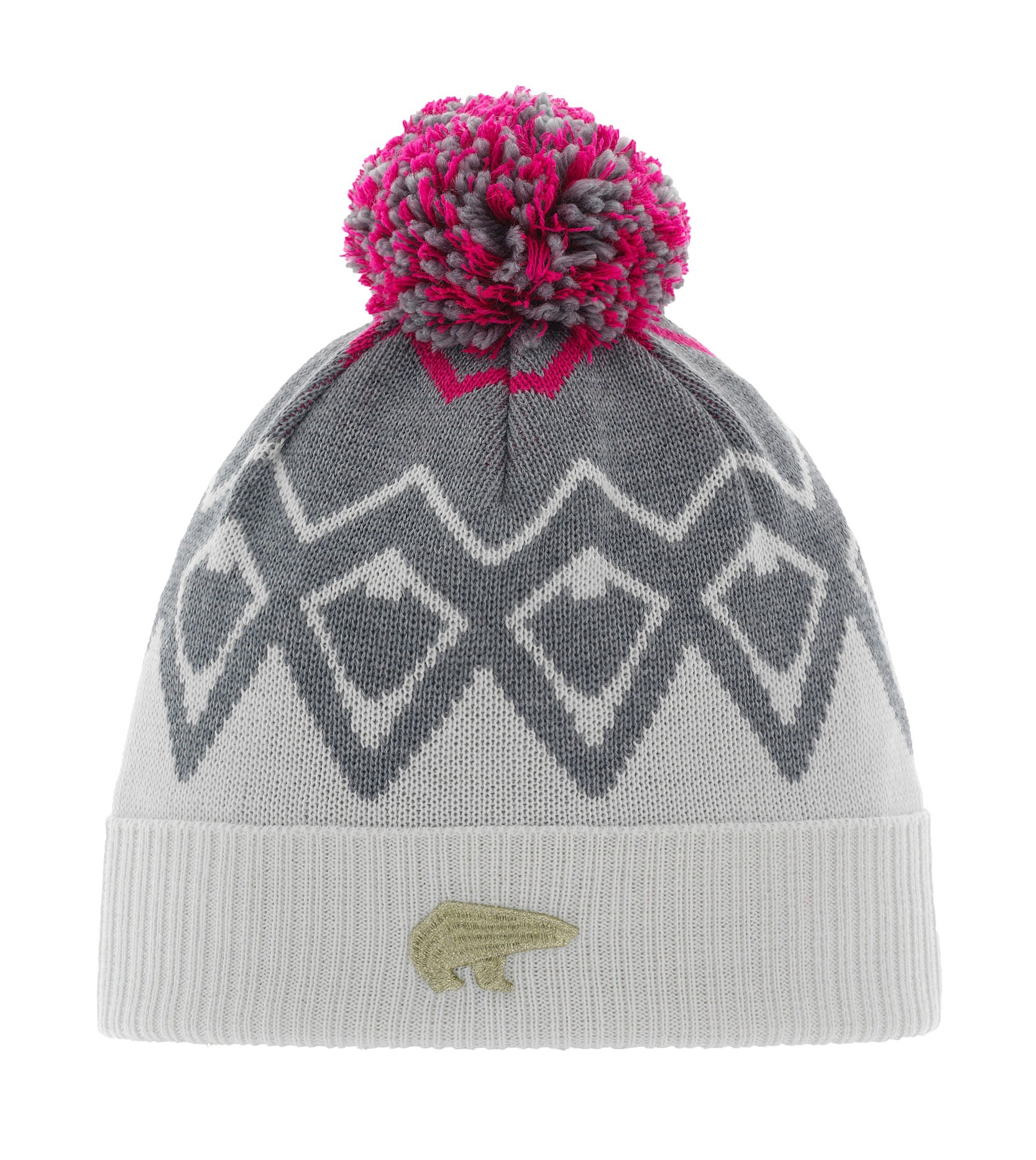 шляпа Eisbär Ziggy OS Pompon MÜ - 100/White/Graumele/Pitti Pink