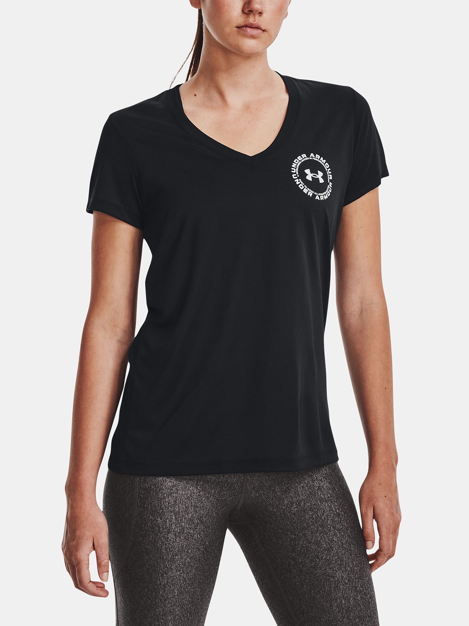 tricou Under Armour Tech Solid LC Crest SSV - Black/White - women´s