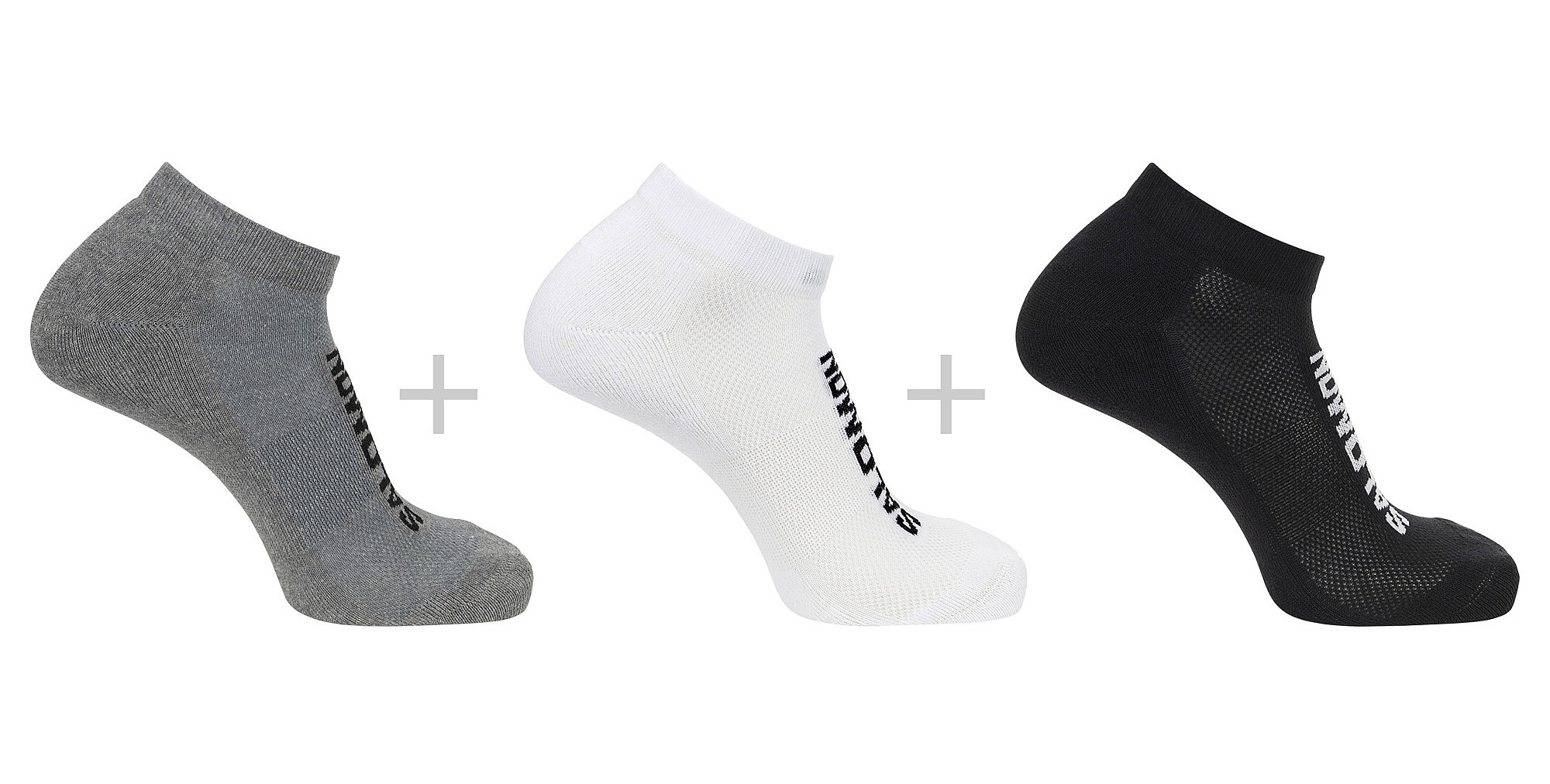 chaussettes Salomon Everyday Low 3 Pack - Black/White/Med Grey Melange