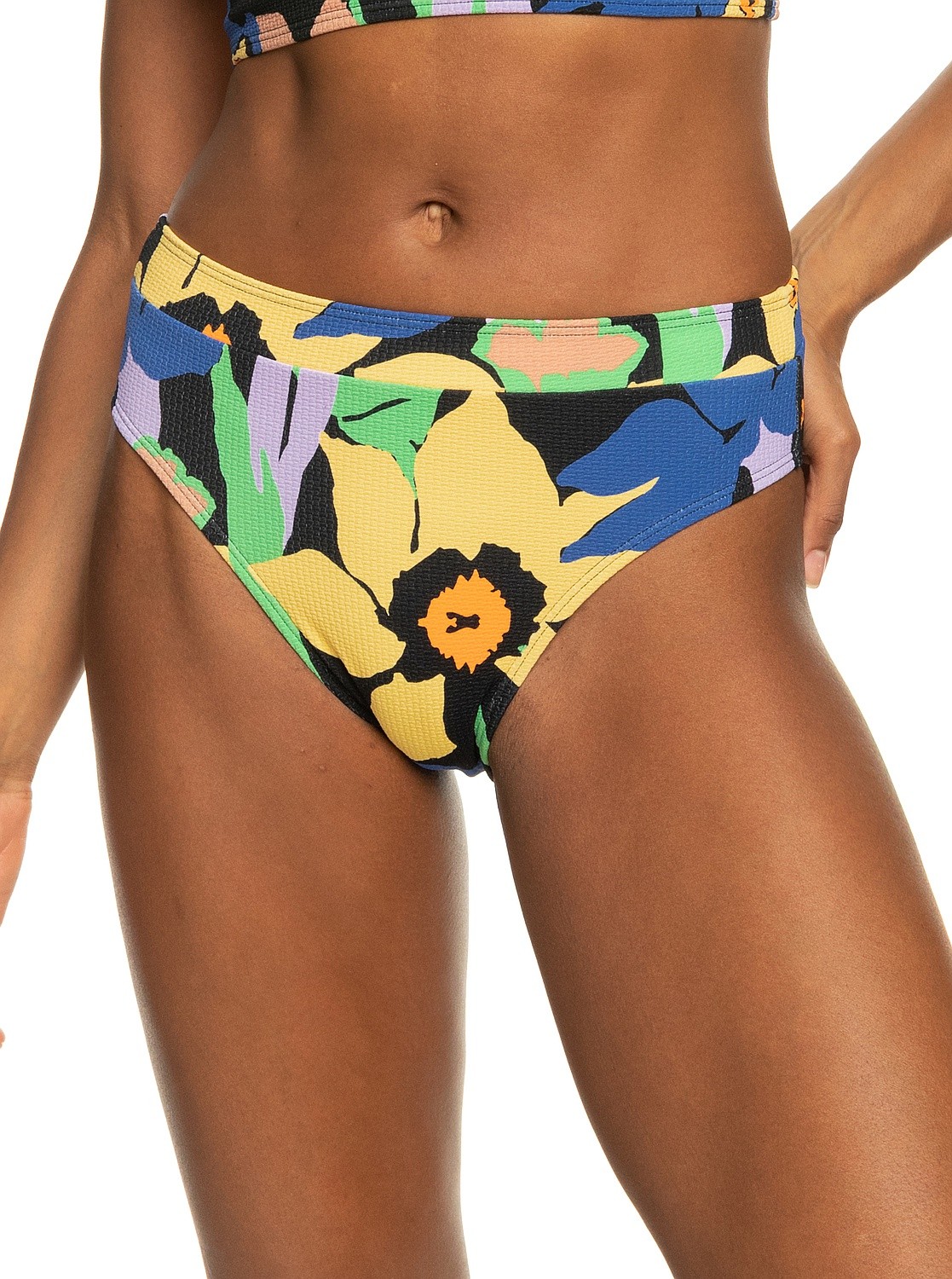 strój kąpielowy Roxy Color Jam Mod HL Midwaist - KVJ6/Anthracite Flower Jammin