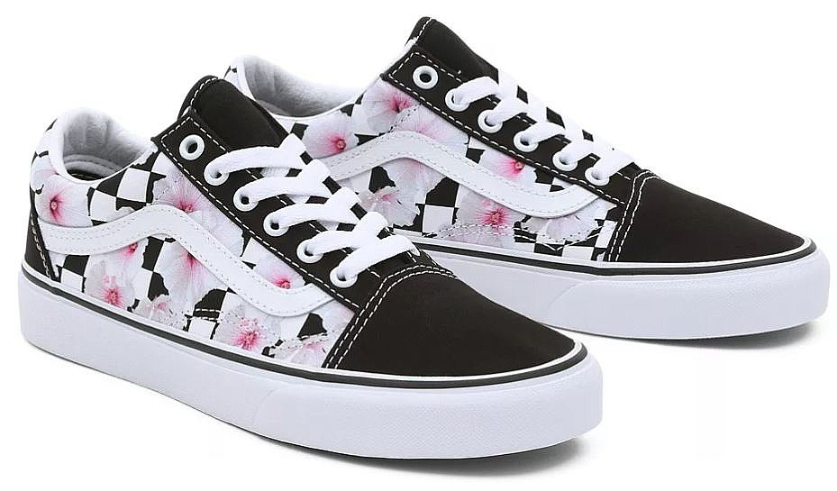 buty Vans Old Skool - Hibiscus Checkerboard Black