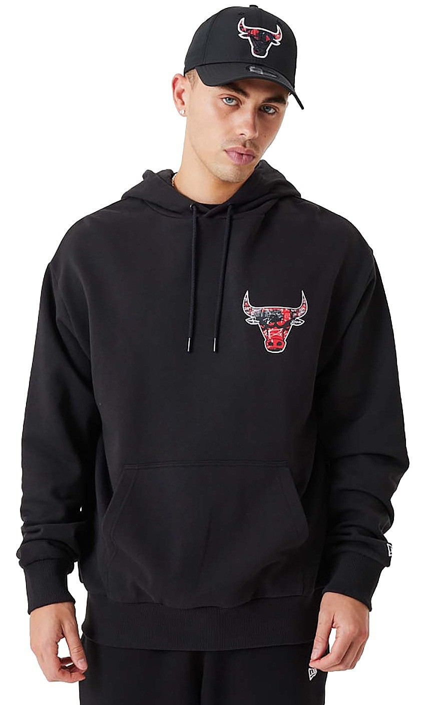 sweat-shirt New Era Infill Team Logo Oversized Hoody NBA Chicago Bulls - Black/Faded Red