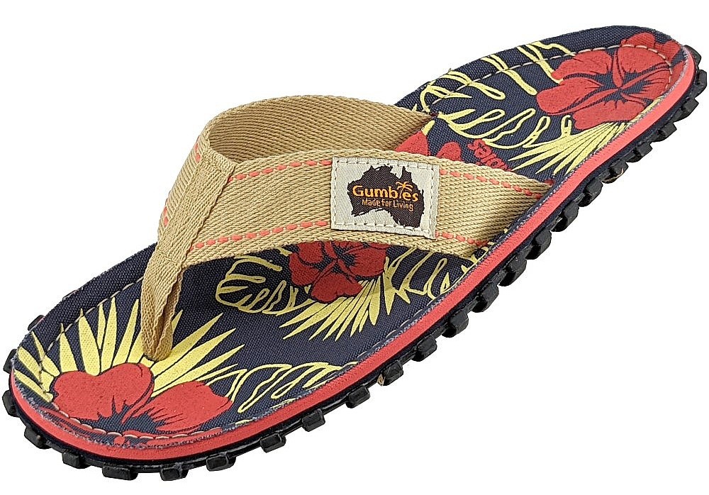 tongs Gumbies Islander - Denim Hibiscus