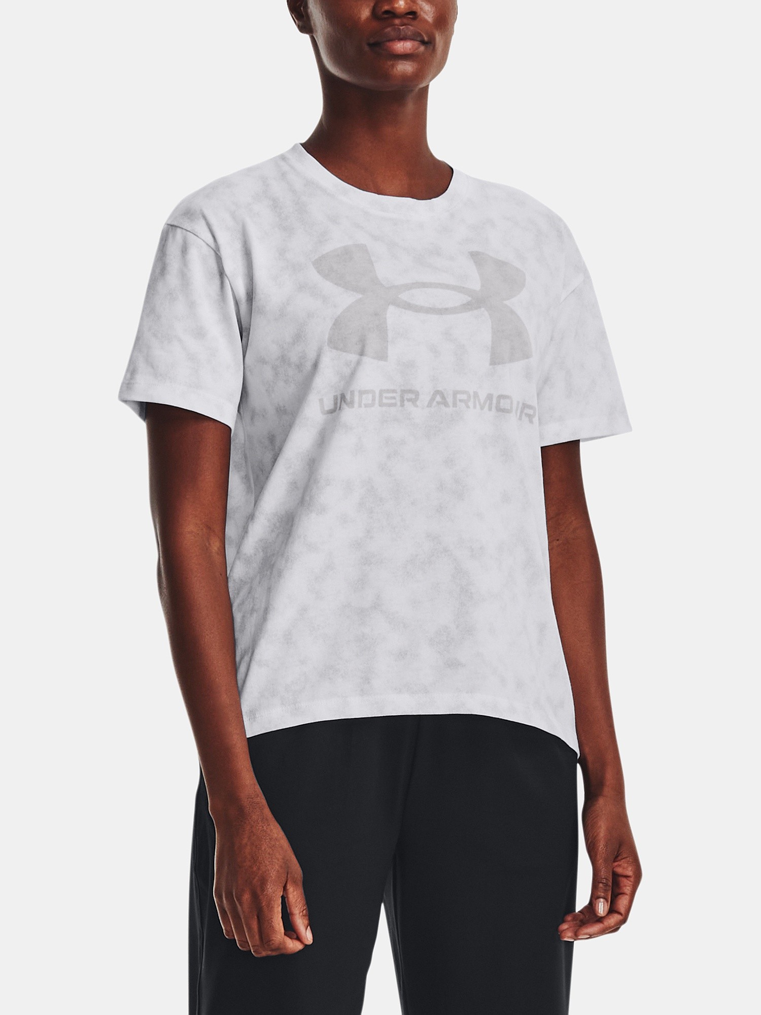T-shirt Under Armour Logo Aop Heavyweight - White/Halo Gray