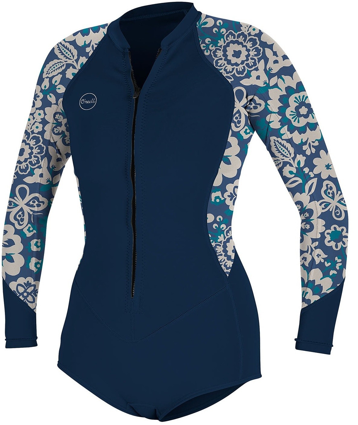 néoprène O'neill Bahia Fz 2/1 Short Sprin LS - French Navy/Christina Floral - women´s