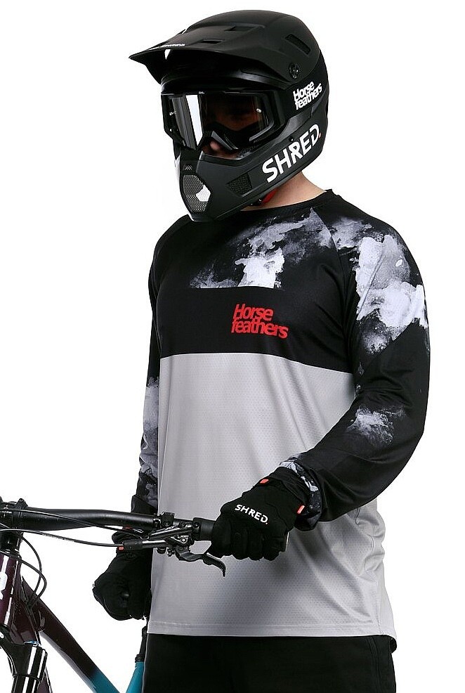 jersey Horsefeathers Quantum LS - Grayscale - men´s