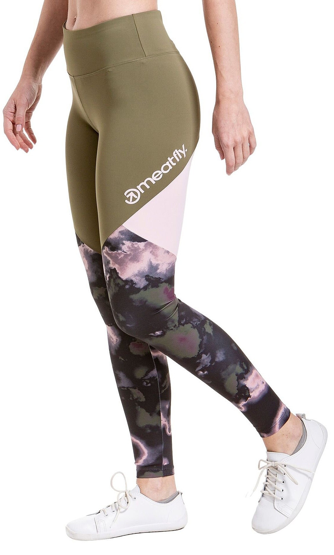 legginsy Meatfly Arabel - Olive/Storm Camo Pink