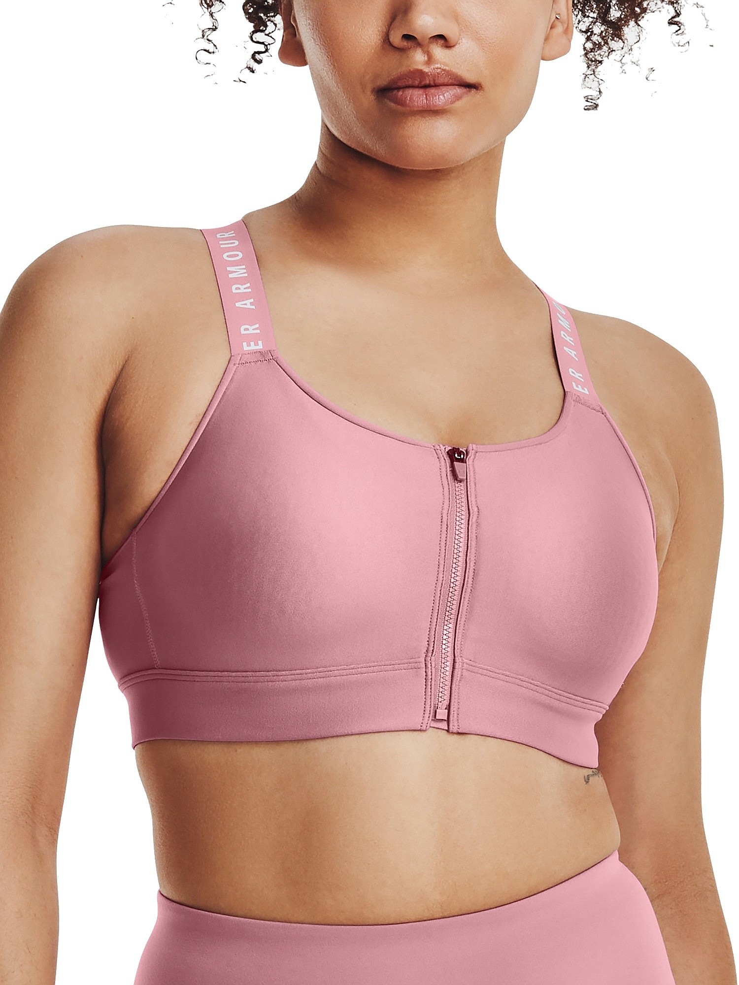 sutien Under Armour Infinity High Zip - Pink Elixir/White - women´s