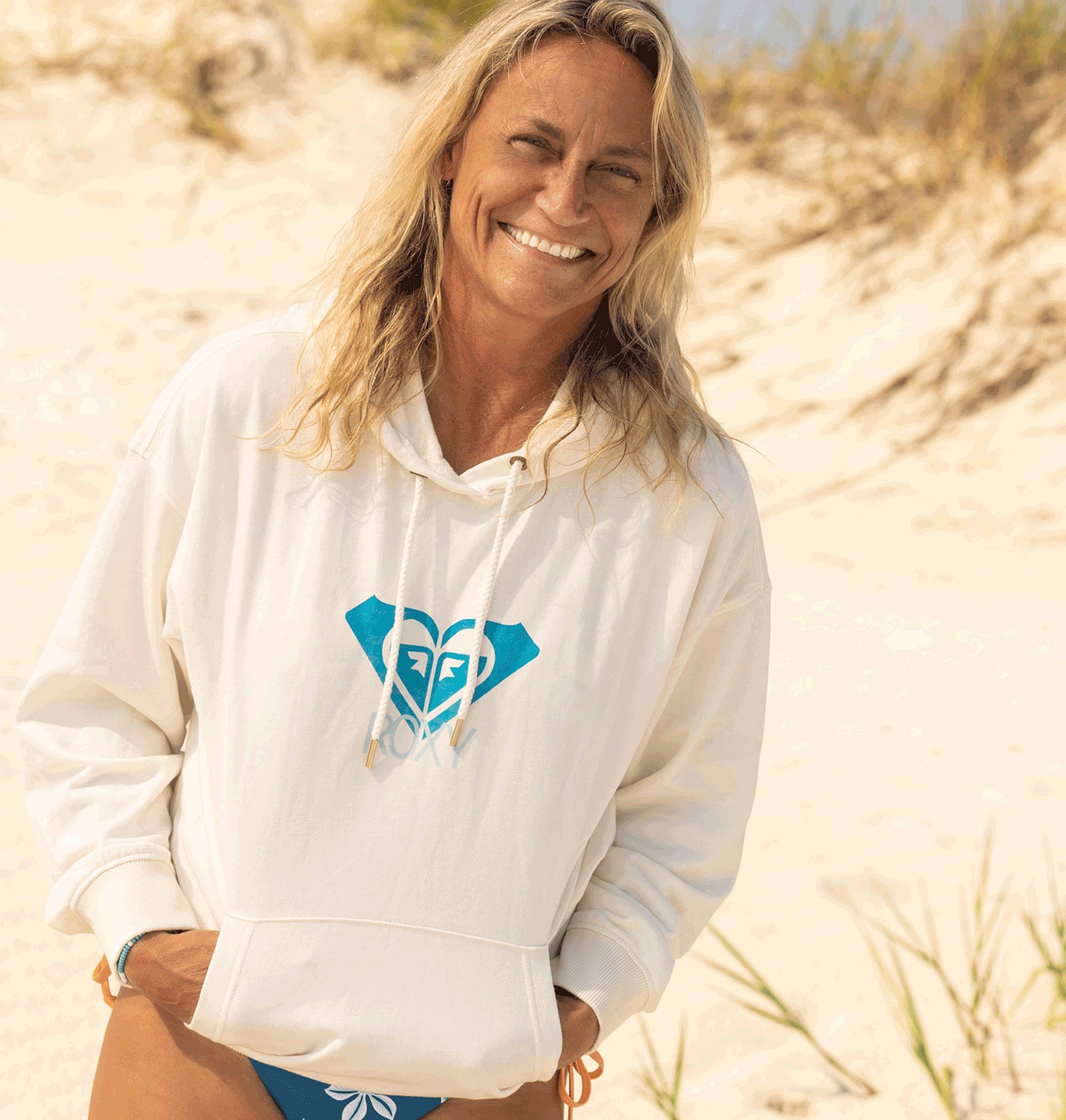 Sweatshirt Roxy Life Warm Blue Hug - WBK0/Snow White - women´s