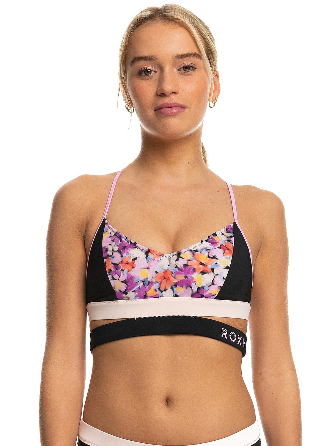 strój kąpielowy Roxy Active Bralette PT 3 - XKMN/Anthracite Swim Blooms