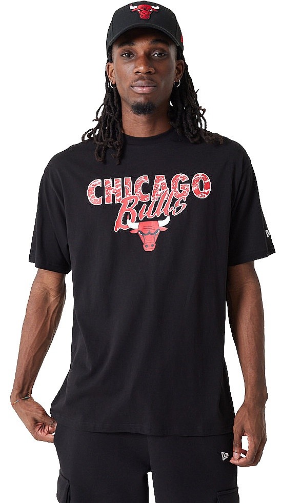 T-shirt New Era Team Script Oversized NBA Chicago Bulls - Black/Faded Red