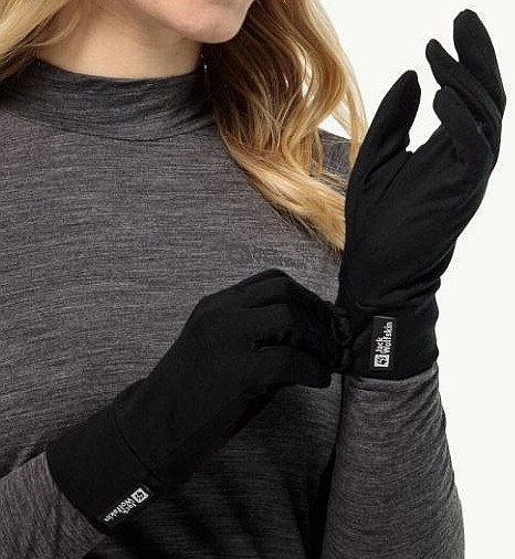 gants Jack Wolfskin Merino - Black