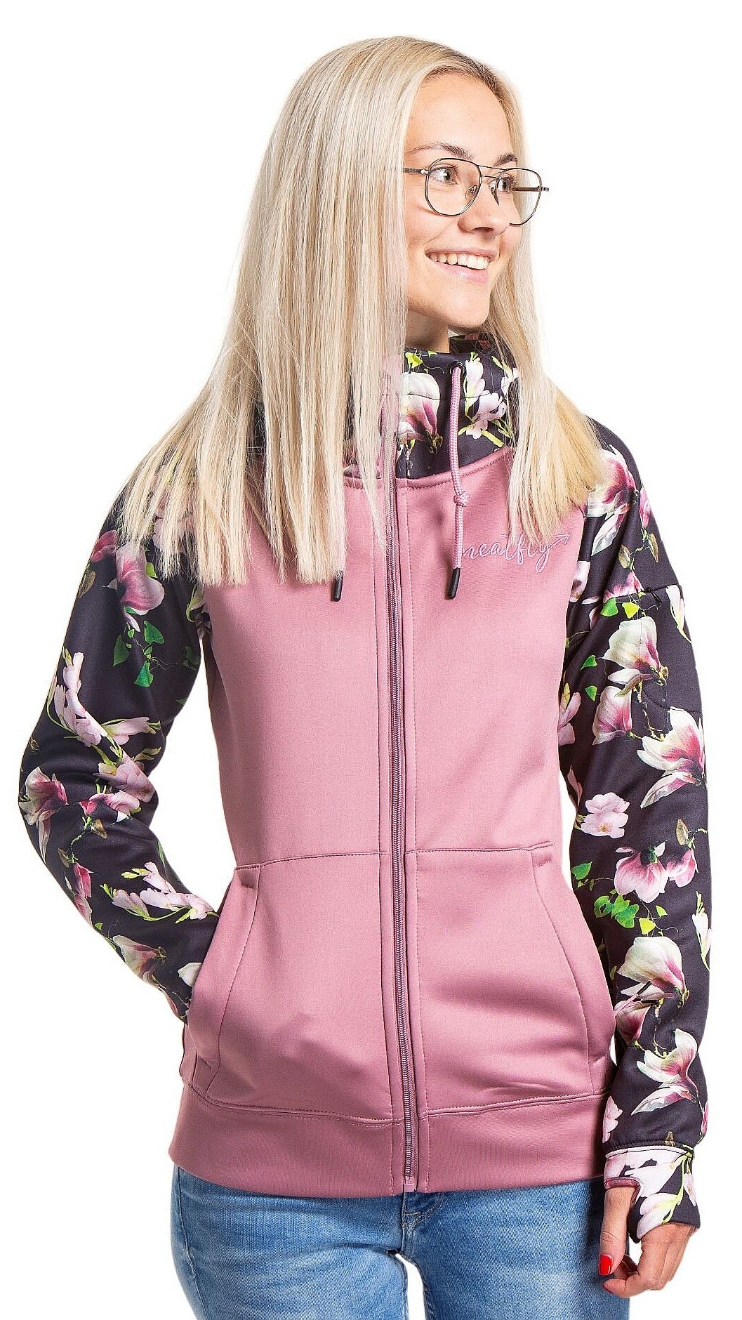 Sweatshirt Meatfly Alisha Zip - Magnolia/Dusty Rose - women´s