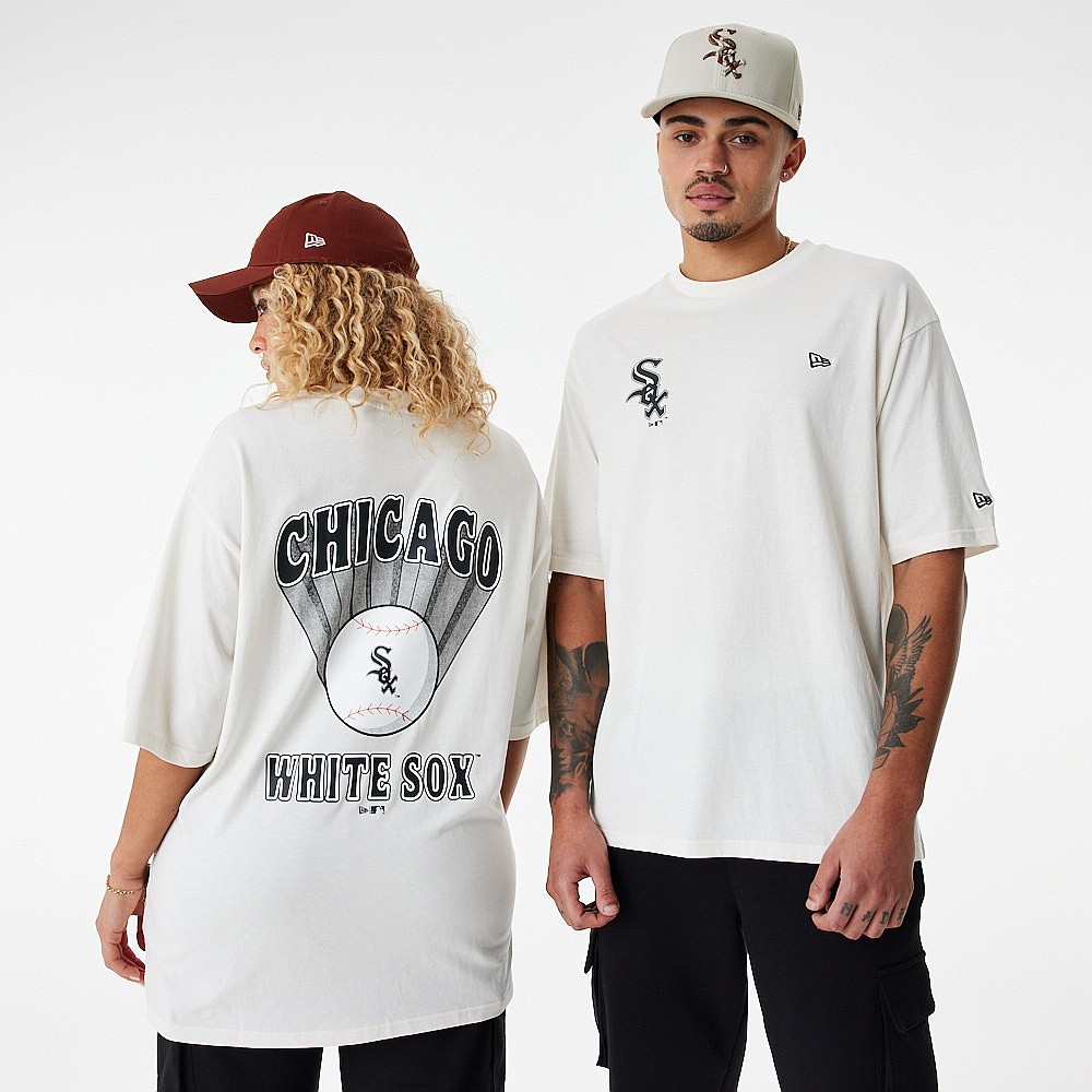 T-shirt New Era Baseball Graphic OS MLB Chicago White Sox - Off White/Black