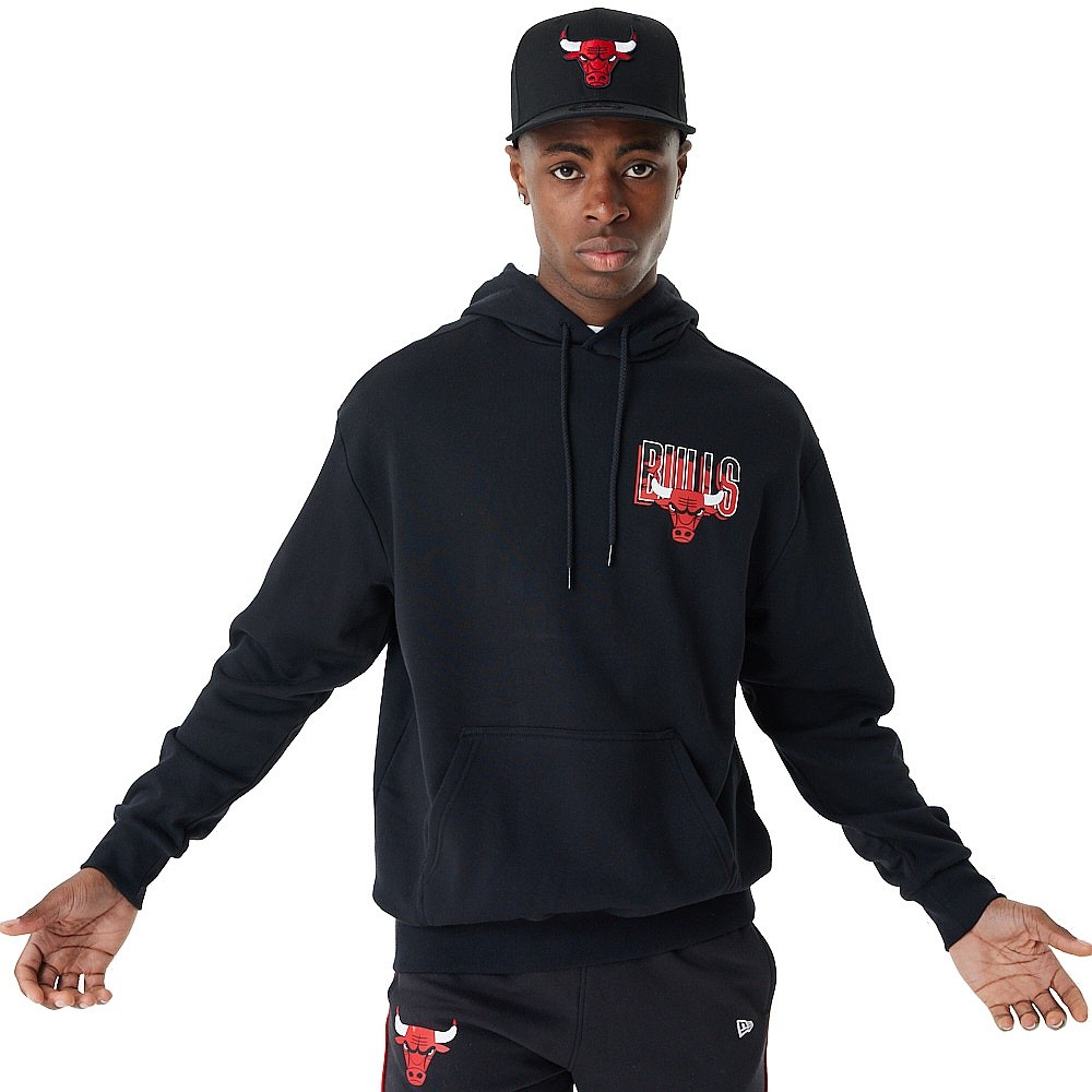 Sweatshirt New Era Skyline Graphic OS Hoody NBA Chicago Bulls - Black/Faded Red - men´s