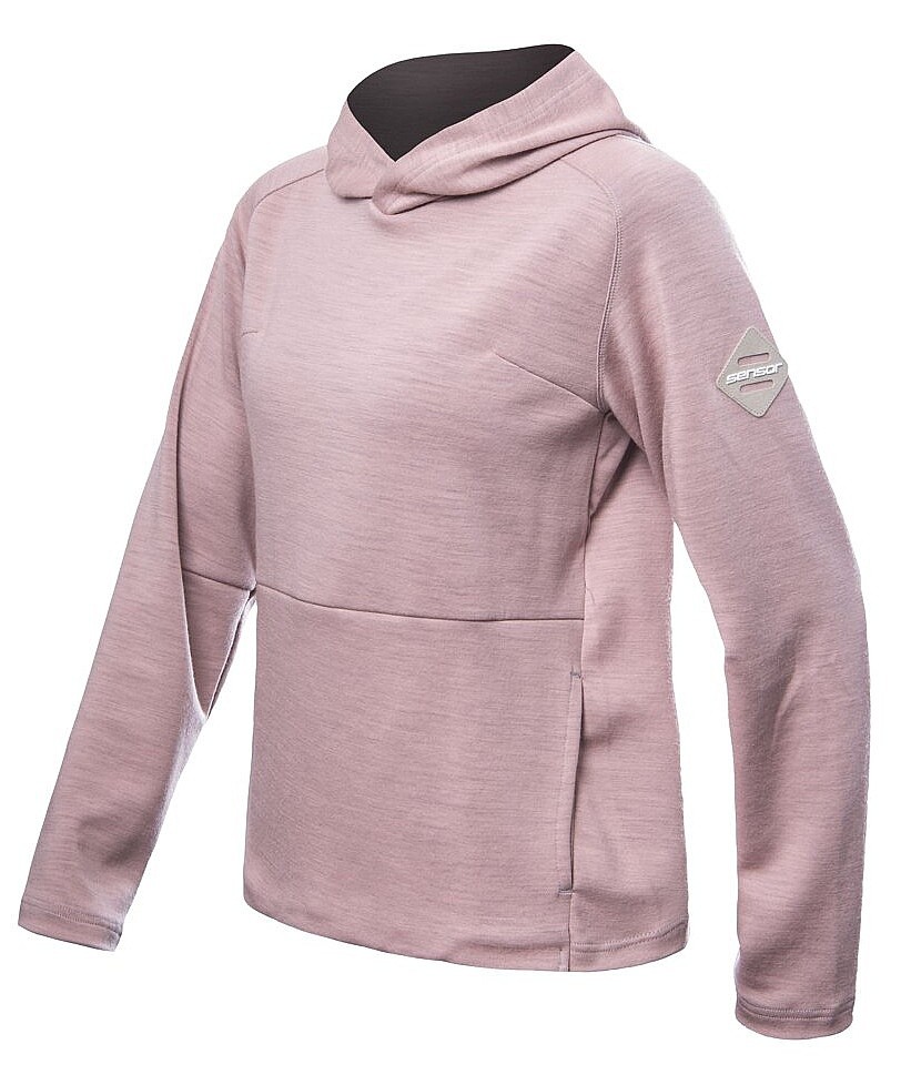 Sweatshirt Sensor Merino Upper Traveller Hood - Dusty Pink - women´s
