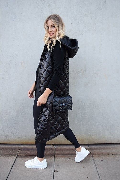 Weste M.ASCH-Be original Quilted Long Vest Hood - Black - women´s