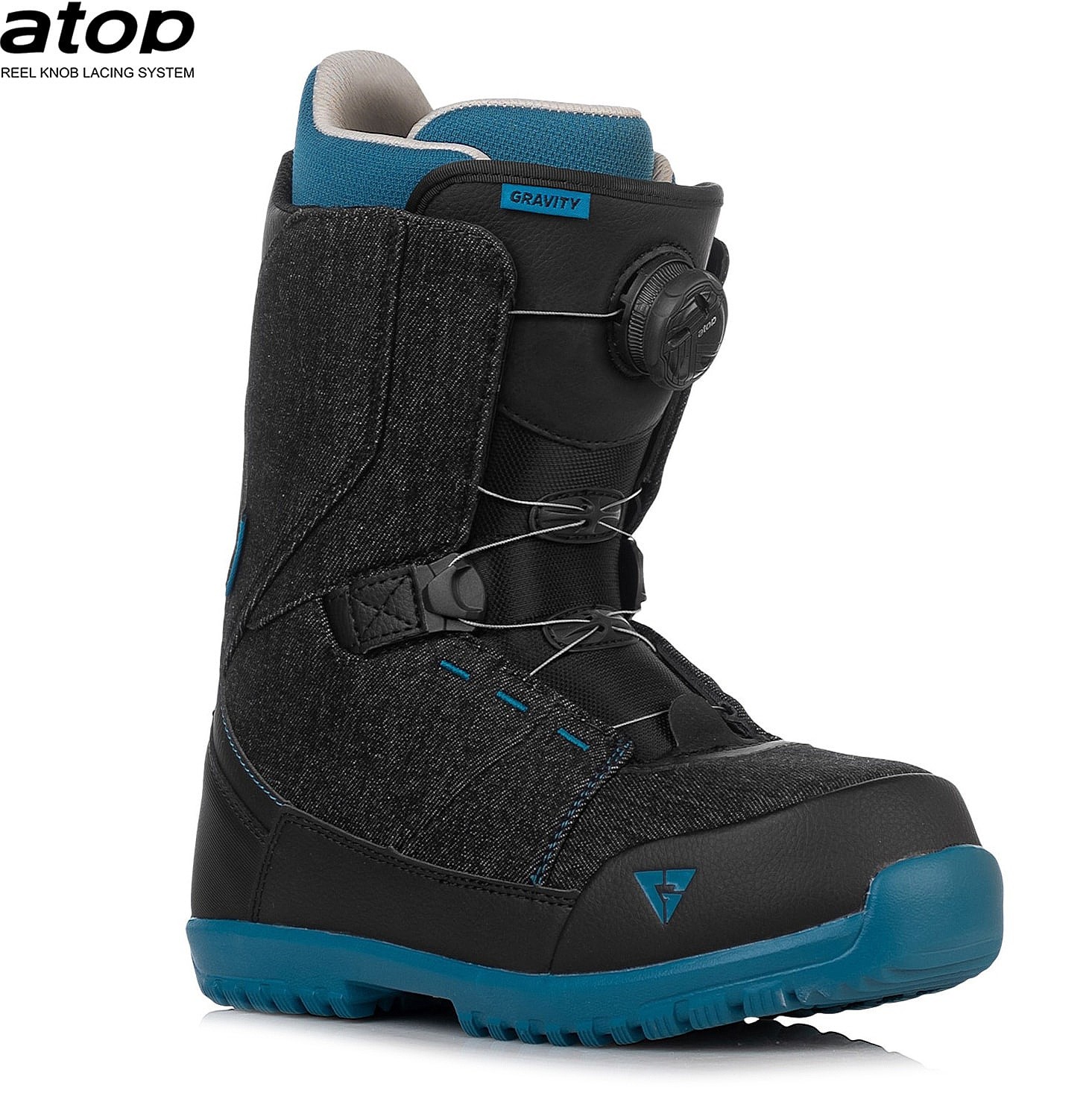 pantofi Gravity Micro Atop Boa - Black Denim - unisex junior