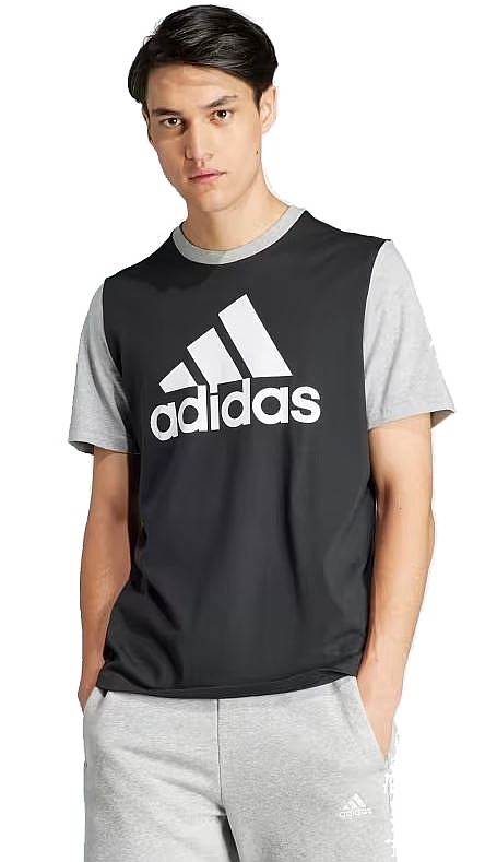camisa adidas Performance Big Logo Single Jersey Essentials - Black/Medium Grey Heather - men´s