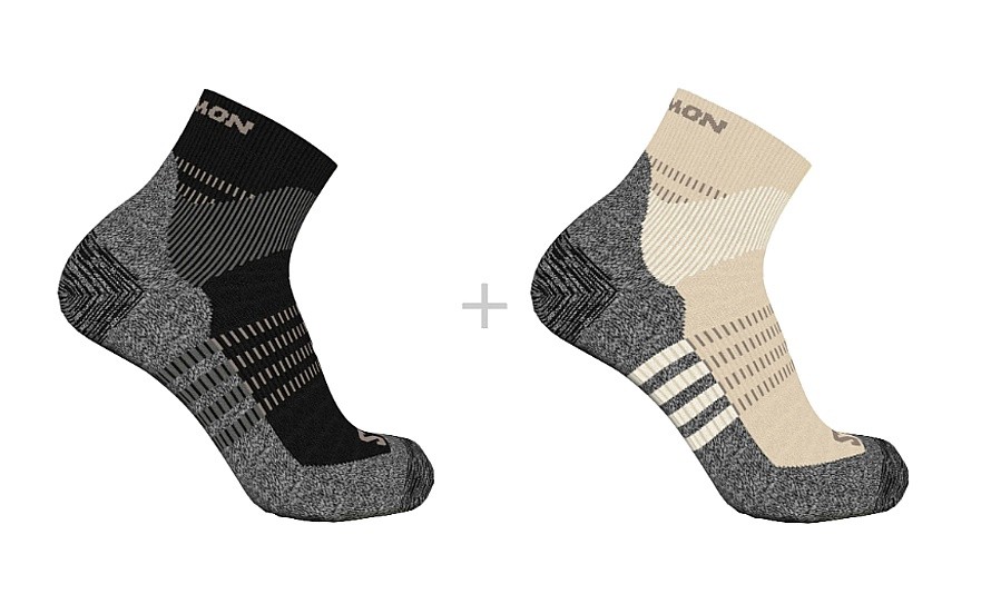 chaussettes Salomon X Ultra Access Quarter 2 Pack - Bleached Sand/Black